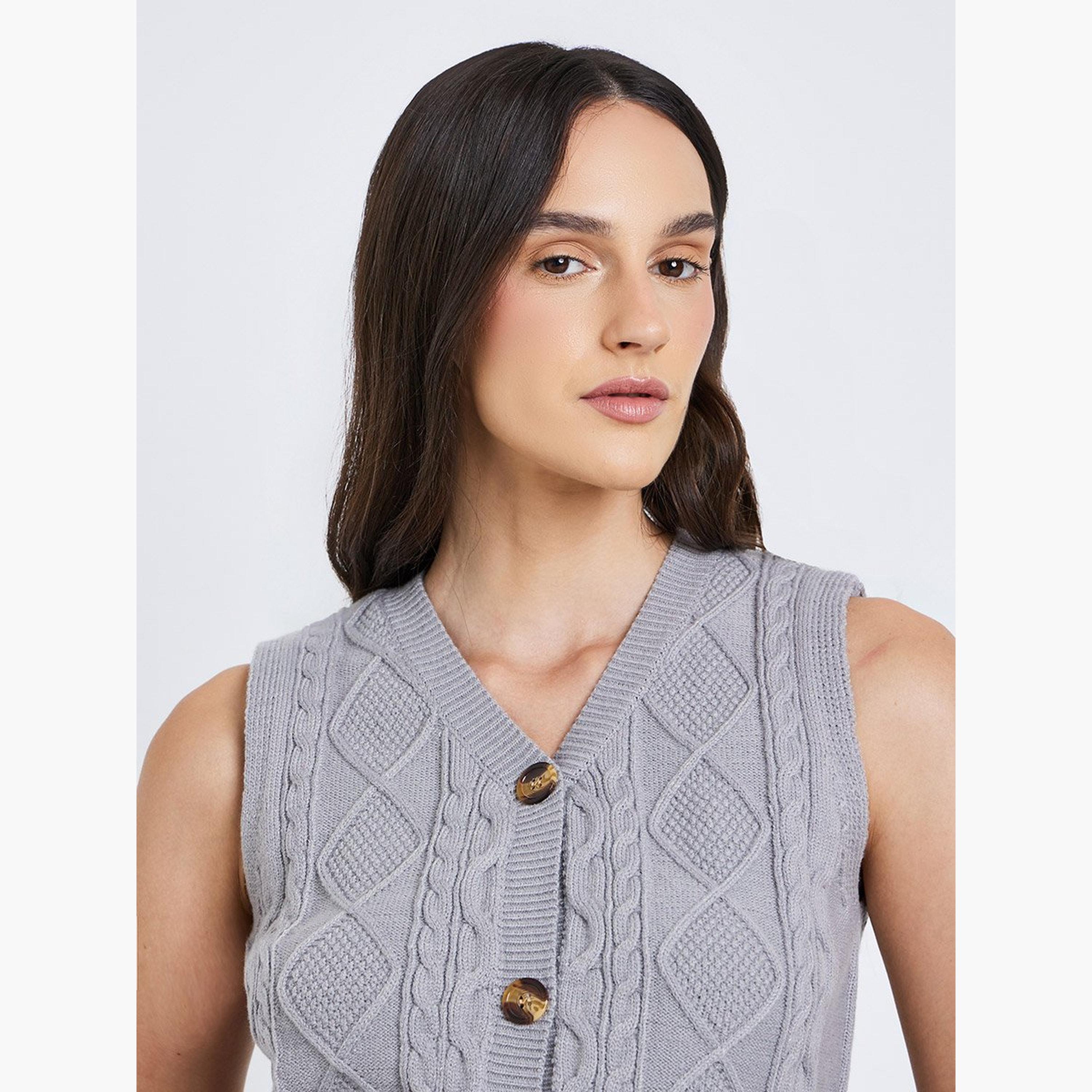 Styli Knitted Sleeveless Buttoned Waistcoat-women-clothing-coatsandjackets-waistcoats-image-3