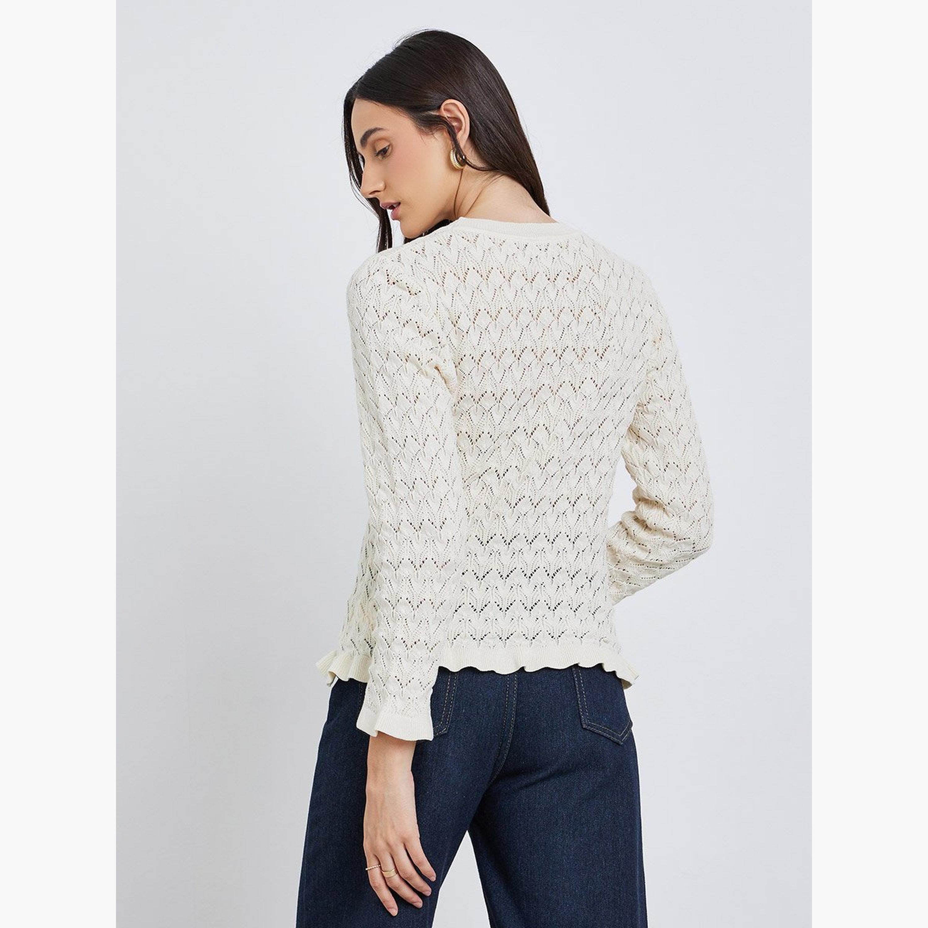 ستايلي - بلوزة مضلعة برقبة دائرية ومزخرفة-women-clothing-shirtsandblouses-blouses-image-5