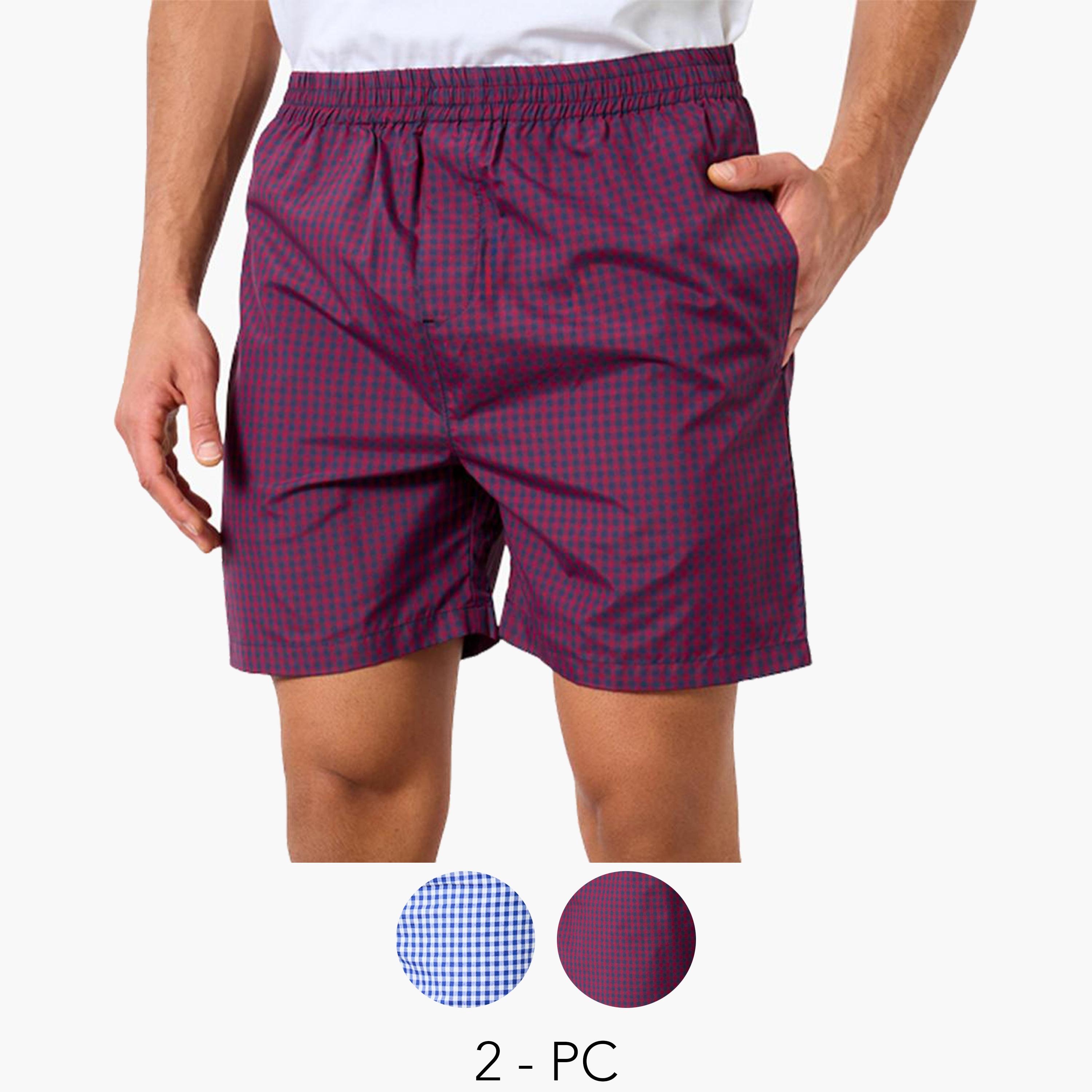 طقم سراويل بوكسر منسوجة بنقشة مربعات من قطعتين-men-clothing-innerwear-underwear-image-1