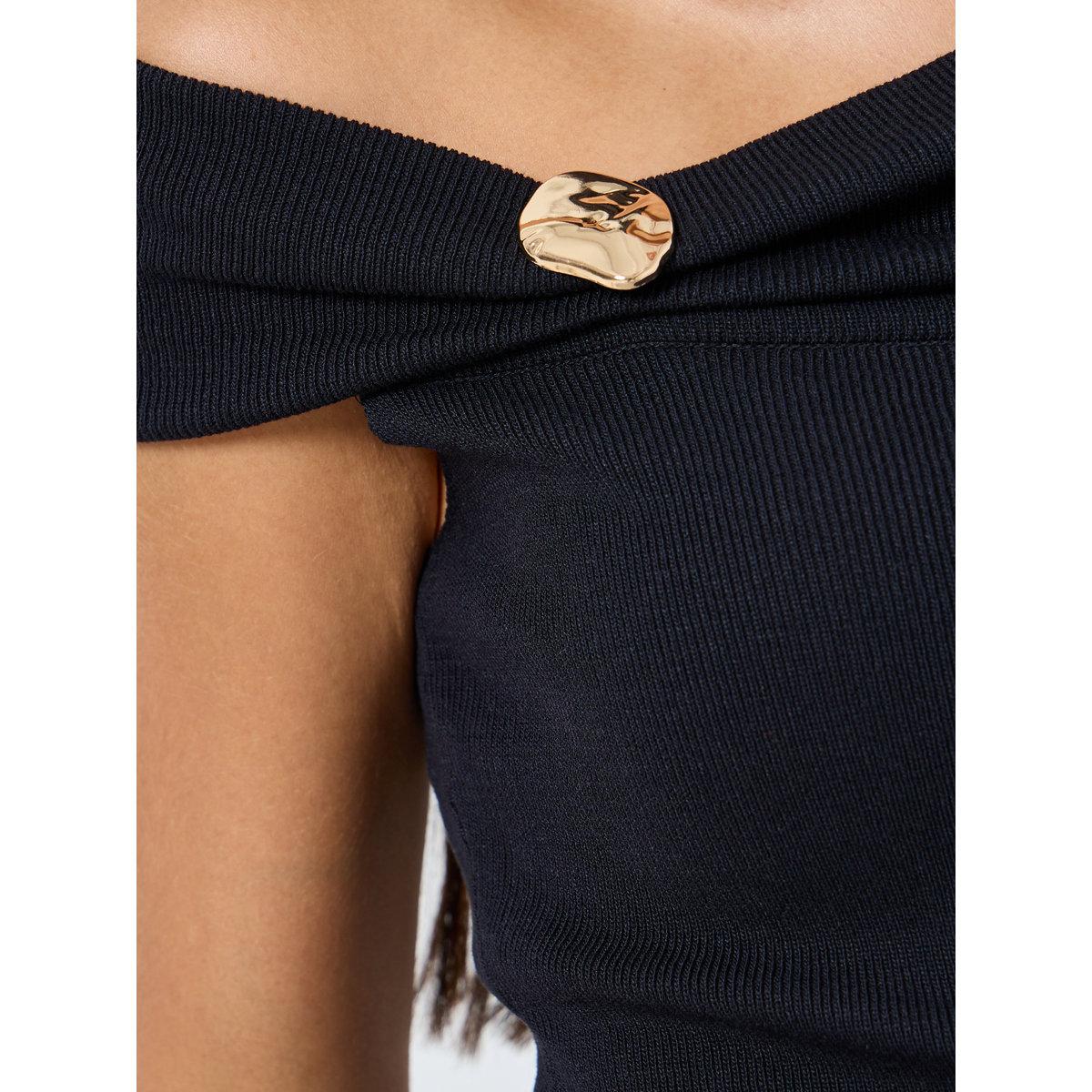 Styli Black Off-Shoulder Knit Top-women-clothing-tshirts-image-4