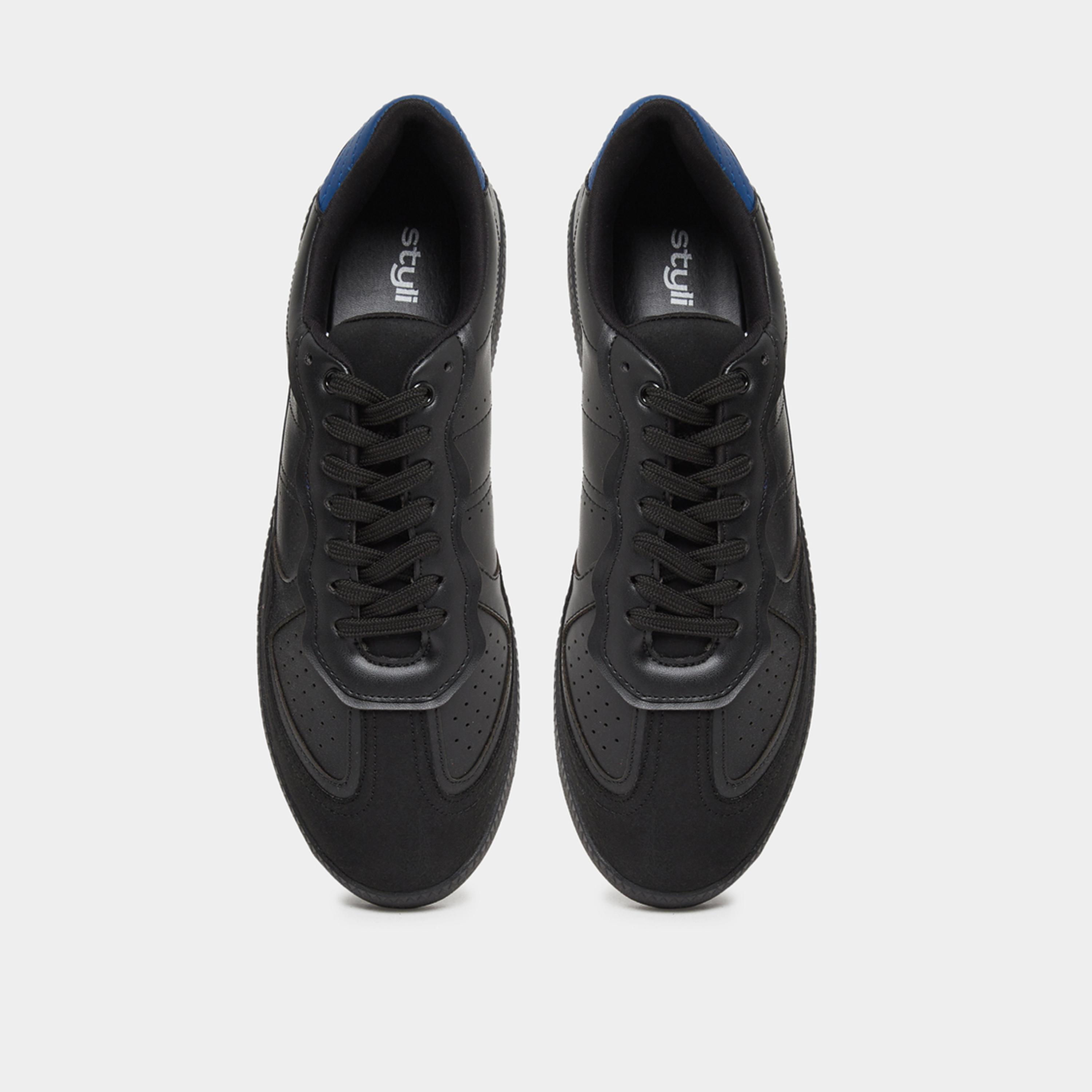Styli Men Black Cut and Sew Panel Sneakers-men-shoes-sneakers-image-4