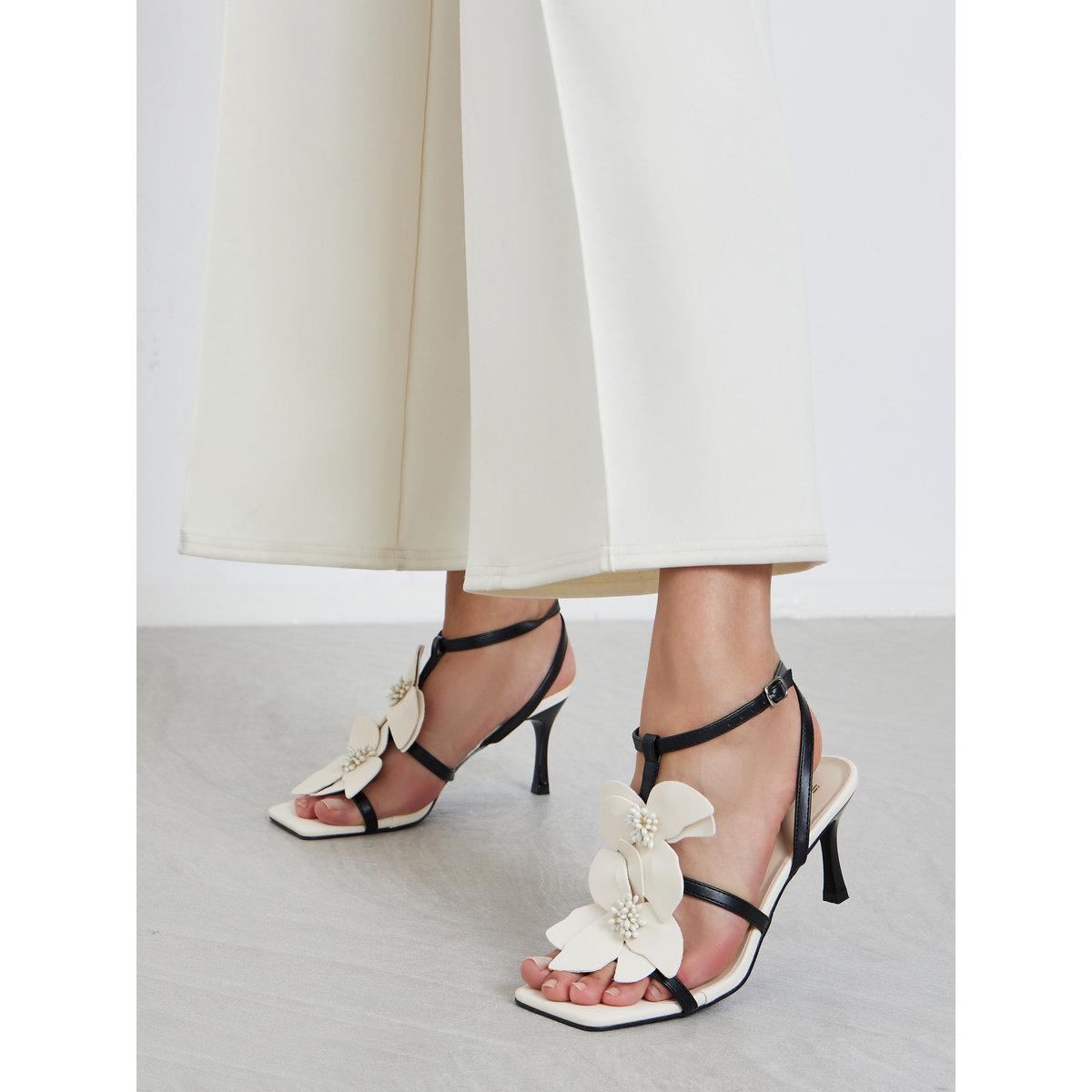 Styli Flower Embellished Stiletto Heel Sandals-women-shoes-heels-image-1