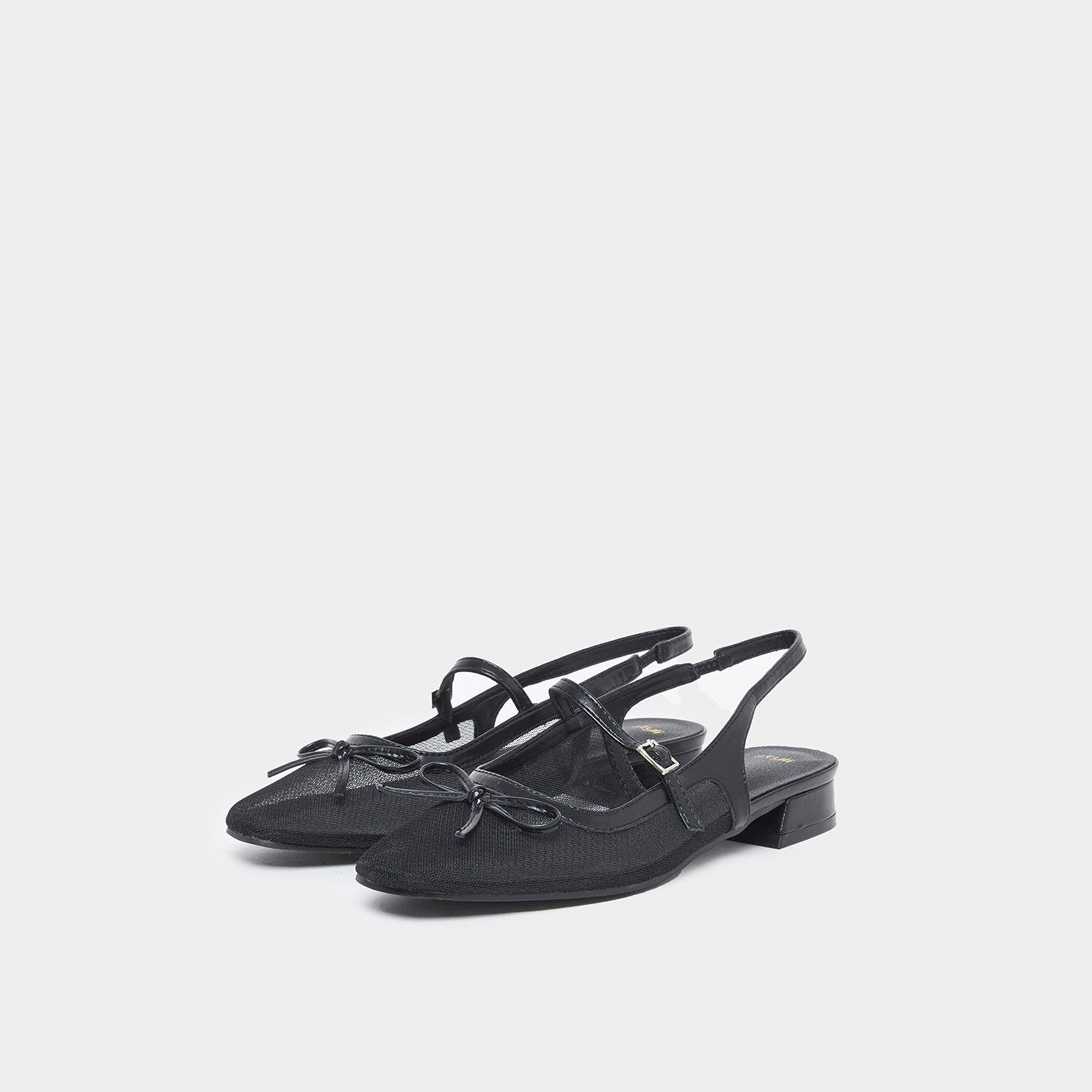 ستايلي - حذاء ماري جين شبكي أسود مع تفاصيل فيونكة-women-shoes-heels-image-1