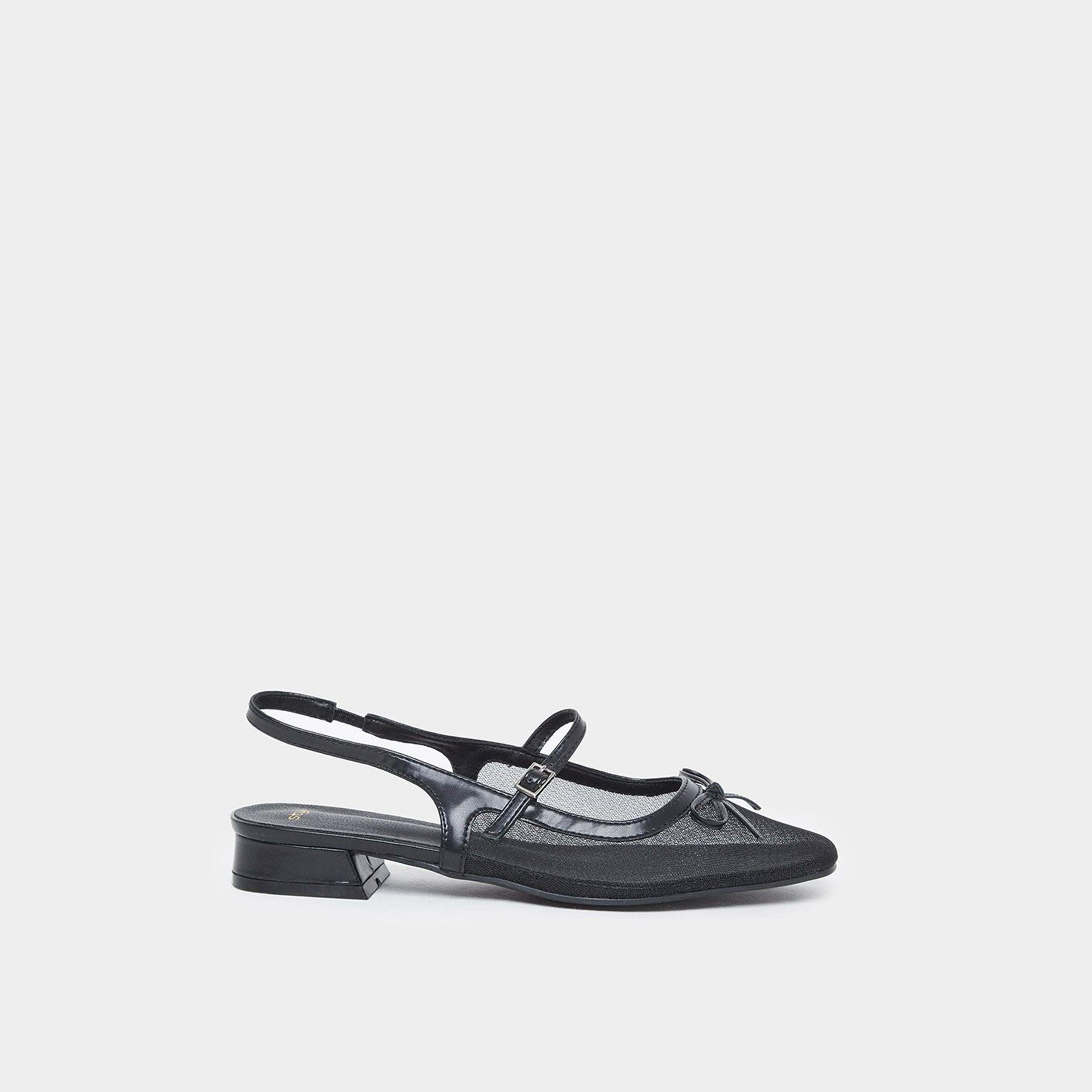 ستايلي - حذاء ماري جين شبكي أسود مع تفاصيل فيونكة-women-shoes-heels-image-3