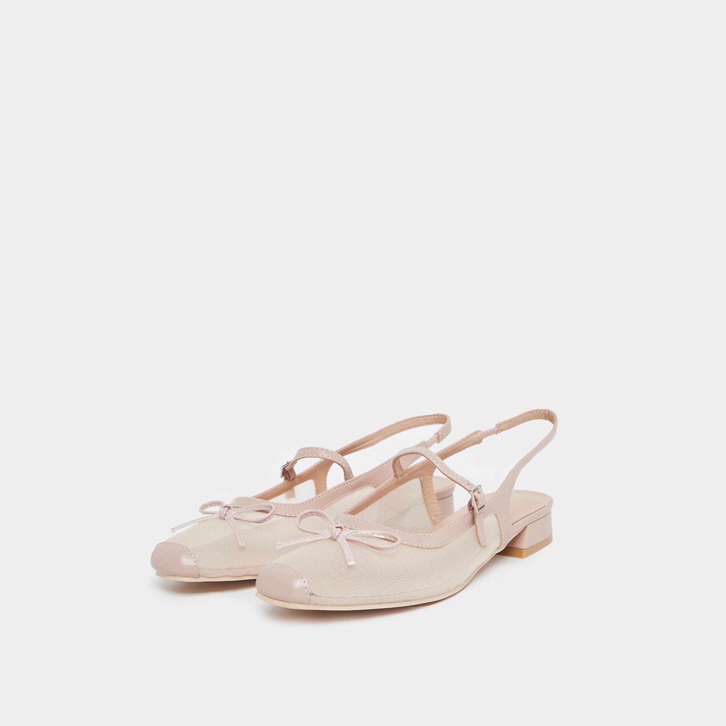 ستايلي - حذاء ماري جين شبكي بيج مع تفاصيل فيونكة-women-shoes-heels-image-1