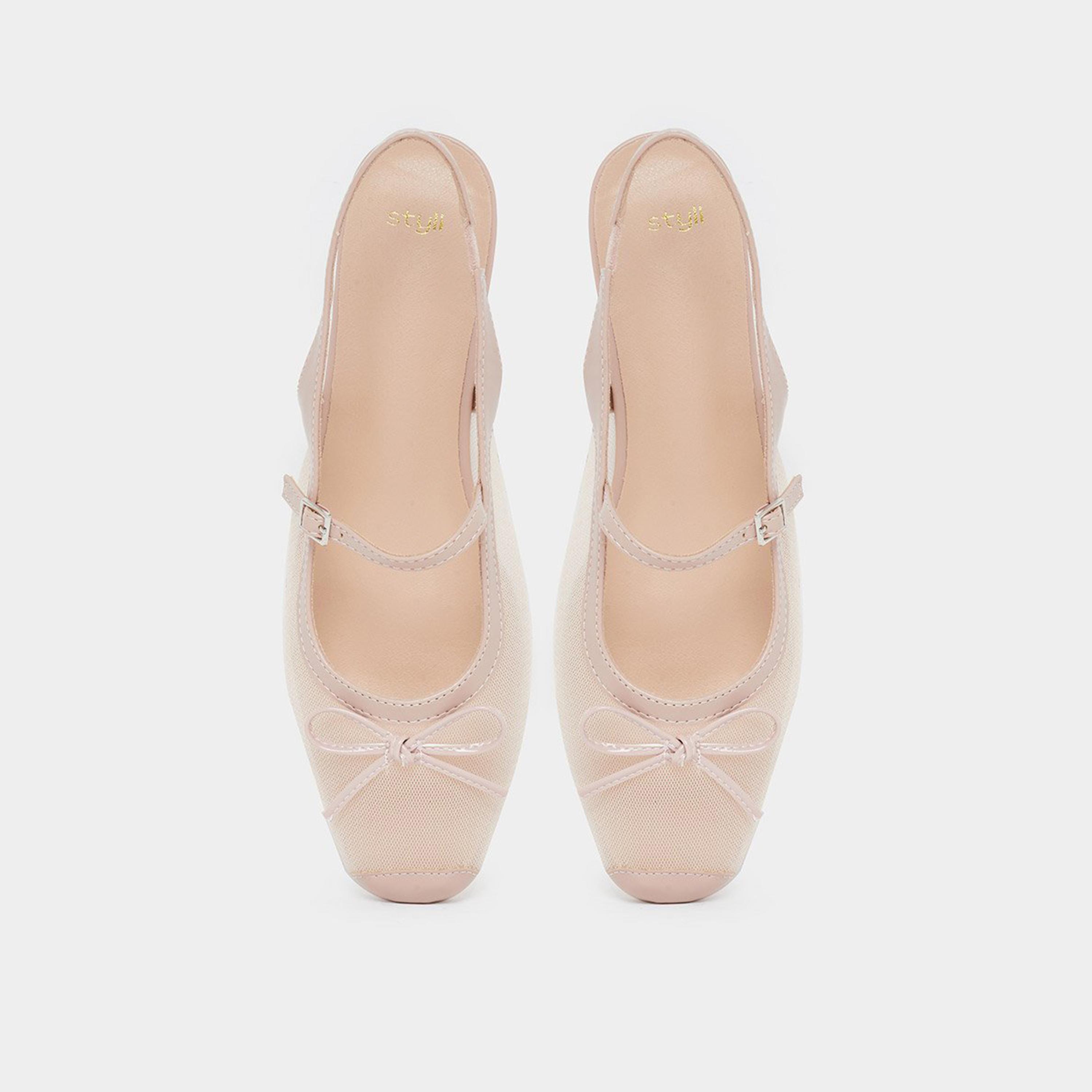 ستايلي - حذاء ماري جين شبكي بيج مع تفاصيل فيونكة-women-shoes-heels-image-6