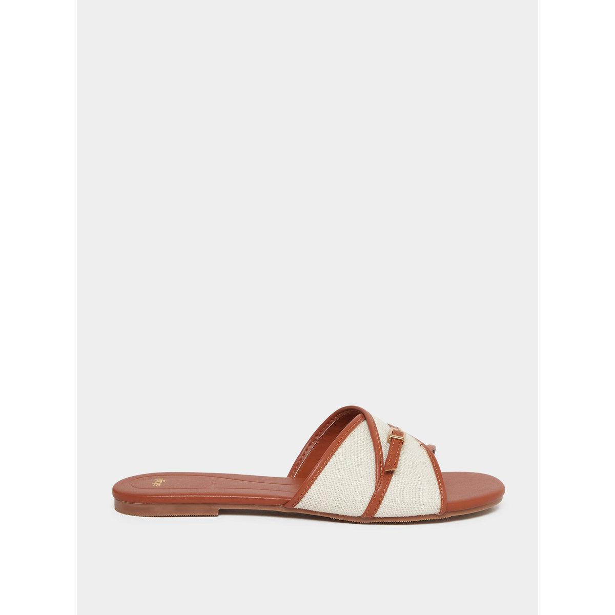 Styli Buckle Detail Slip On Sandals-women-shoes-sandals-flats-image-2