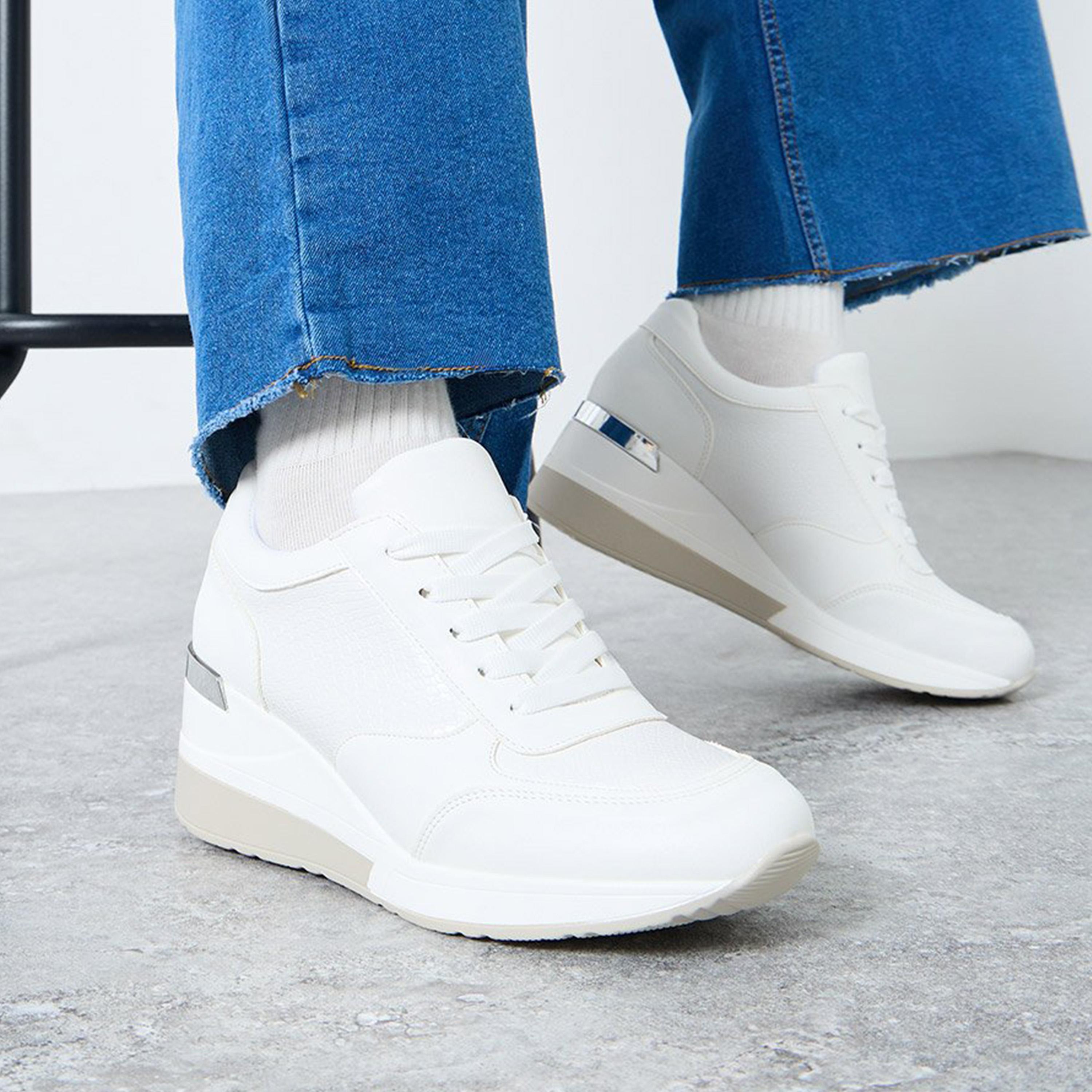 Styli Women Textured Lace Up Sneakers-women-shoes-sneakers-image-2