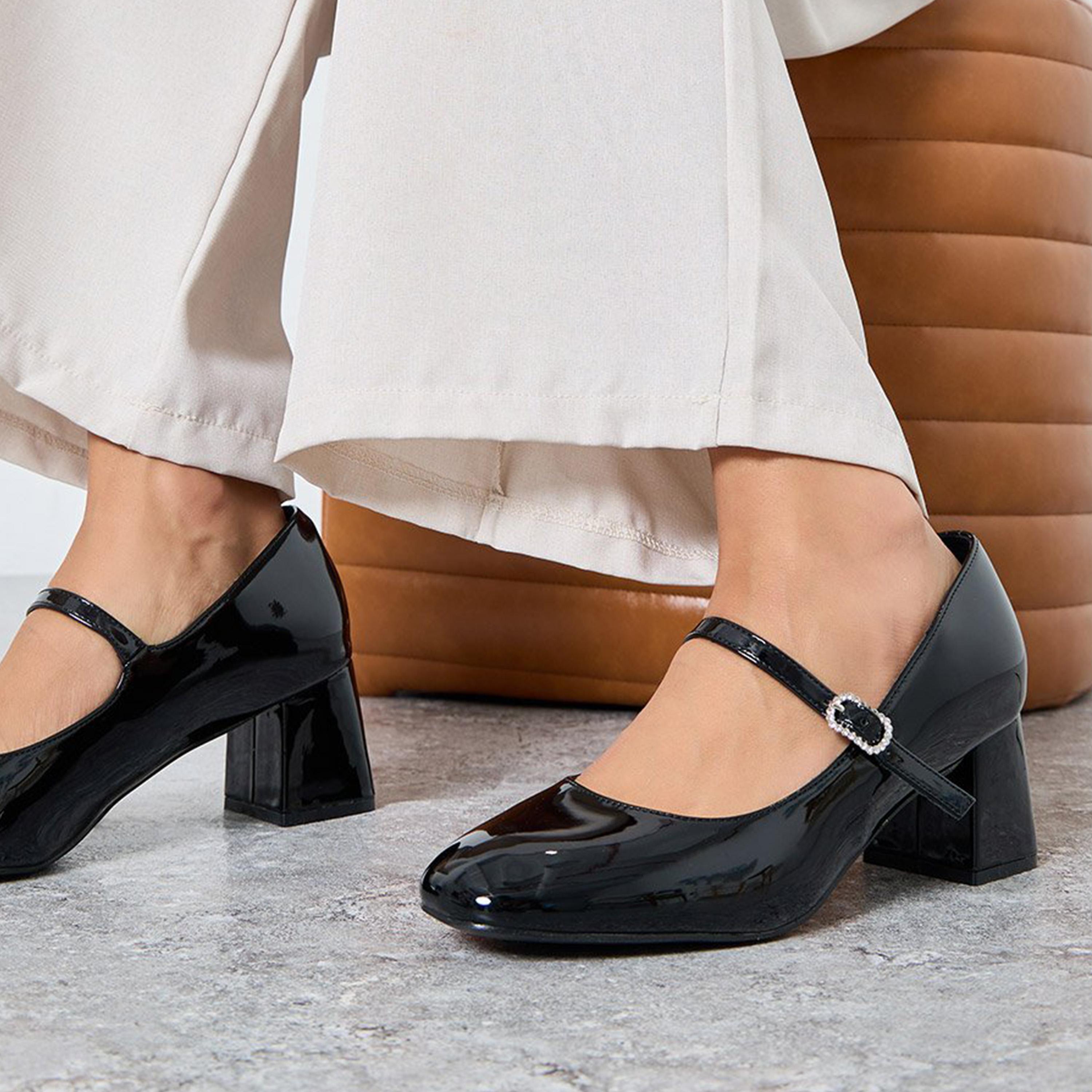 ستايلي - حذاء ماري جين أسود لامع-women-shoes-heels-image-2