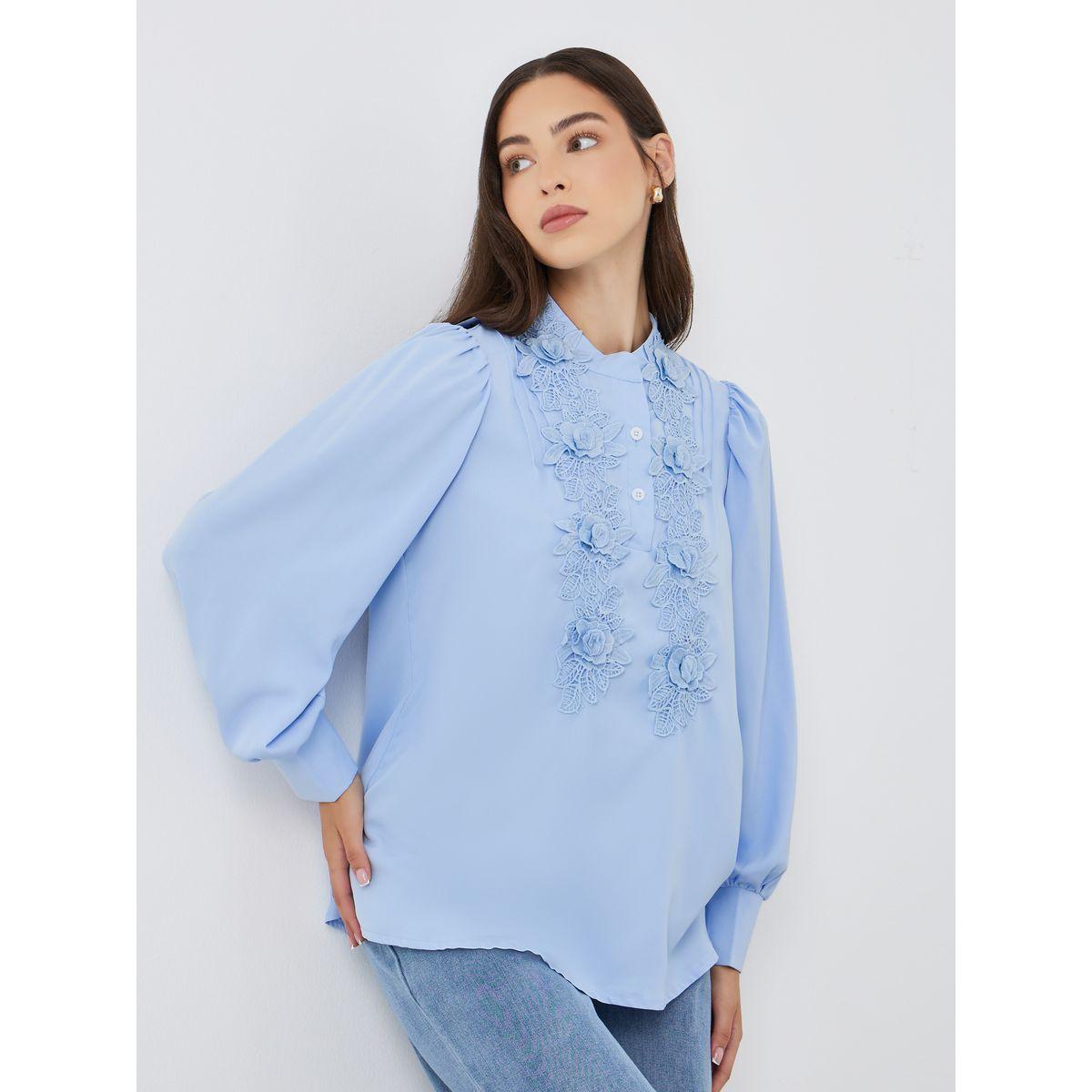 بلوزة بزهور دانتيل وأكمام بالون-women-clothing-shirtsandblouses-shirts-image-1