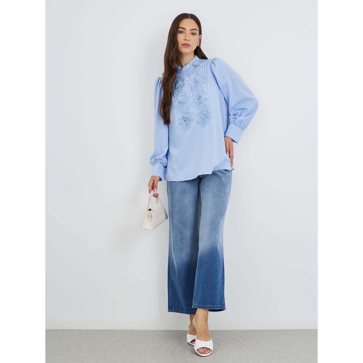 بلوزة بزهور دانتيل وأكمام بالون-women-clothing-shirtsandblouses-shirts-image-2