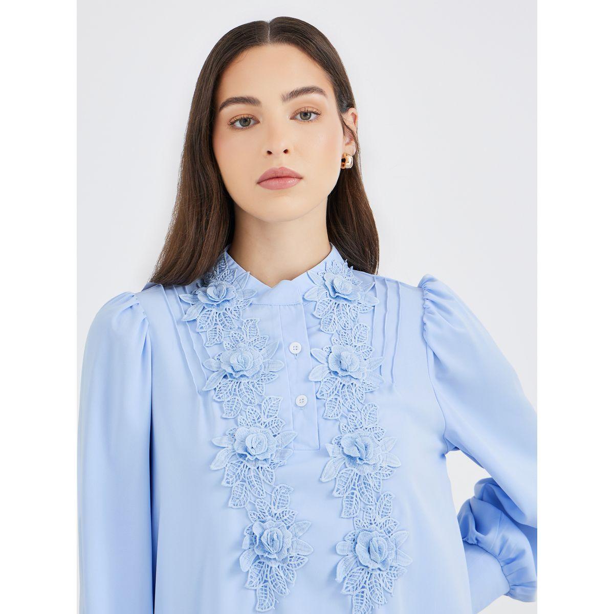 بلوزة بزهور دانتيل وأكمام بالون-women-clothing-shirtsandblouses-shirts-image-3