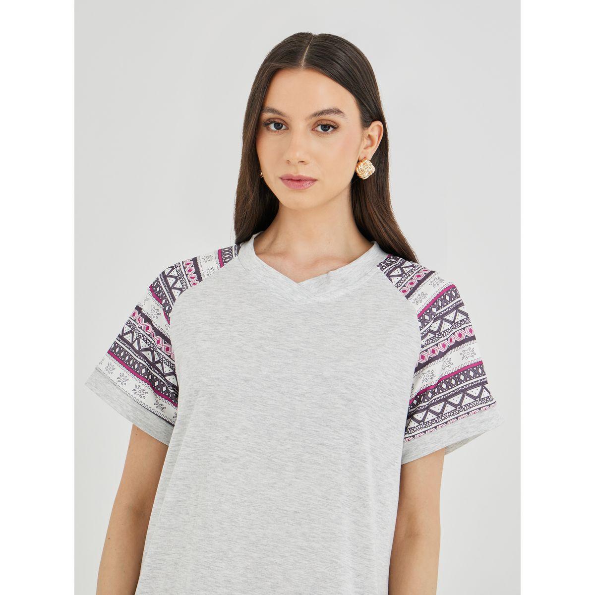 Styli Printed Reglan Sleeve Round Neck Midi Dress-women-clothing-dresses-image-4
