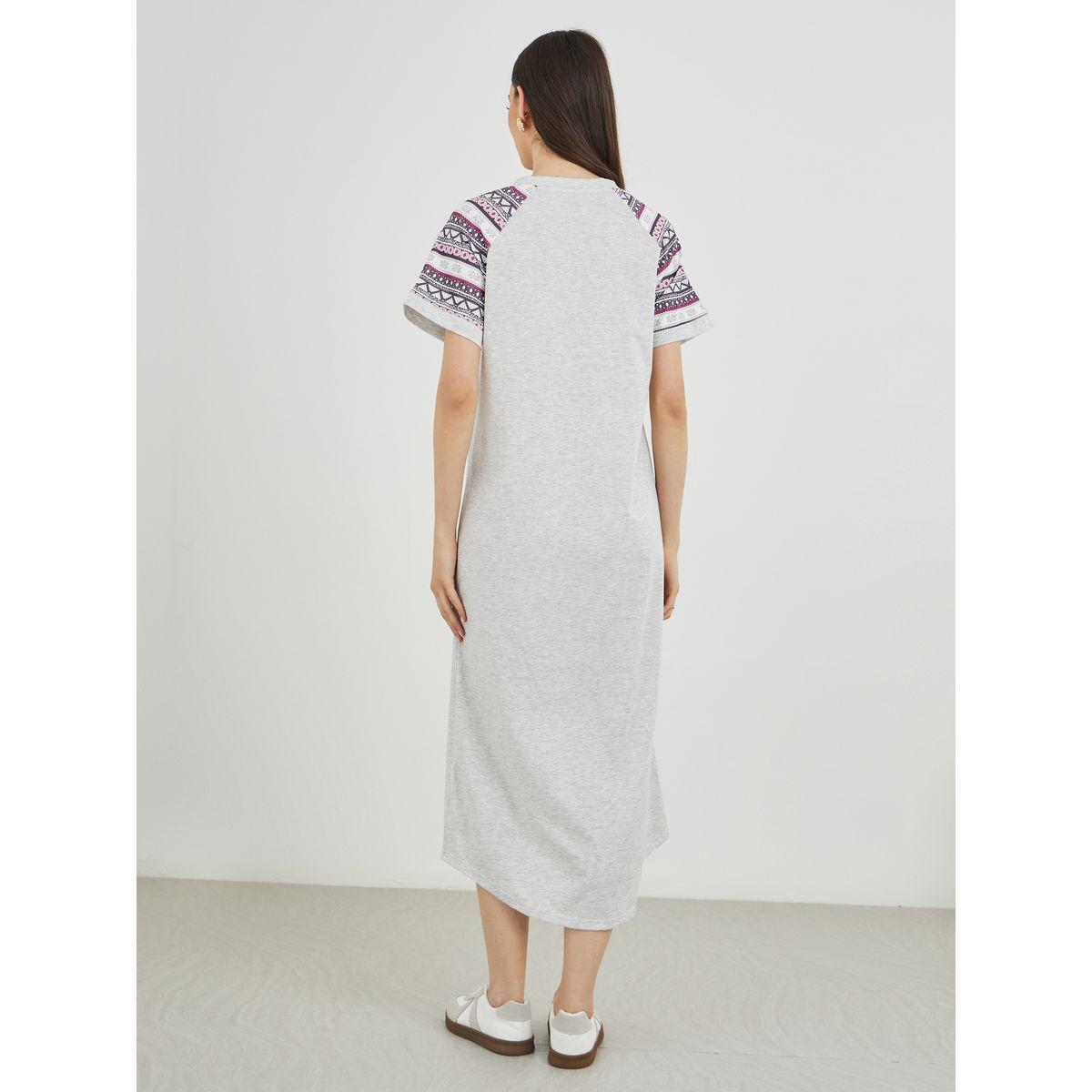 فستان ميدي بياقة دائرية وأكمام ريجلان-women-clothing-dresses-image-5
