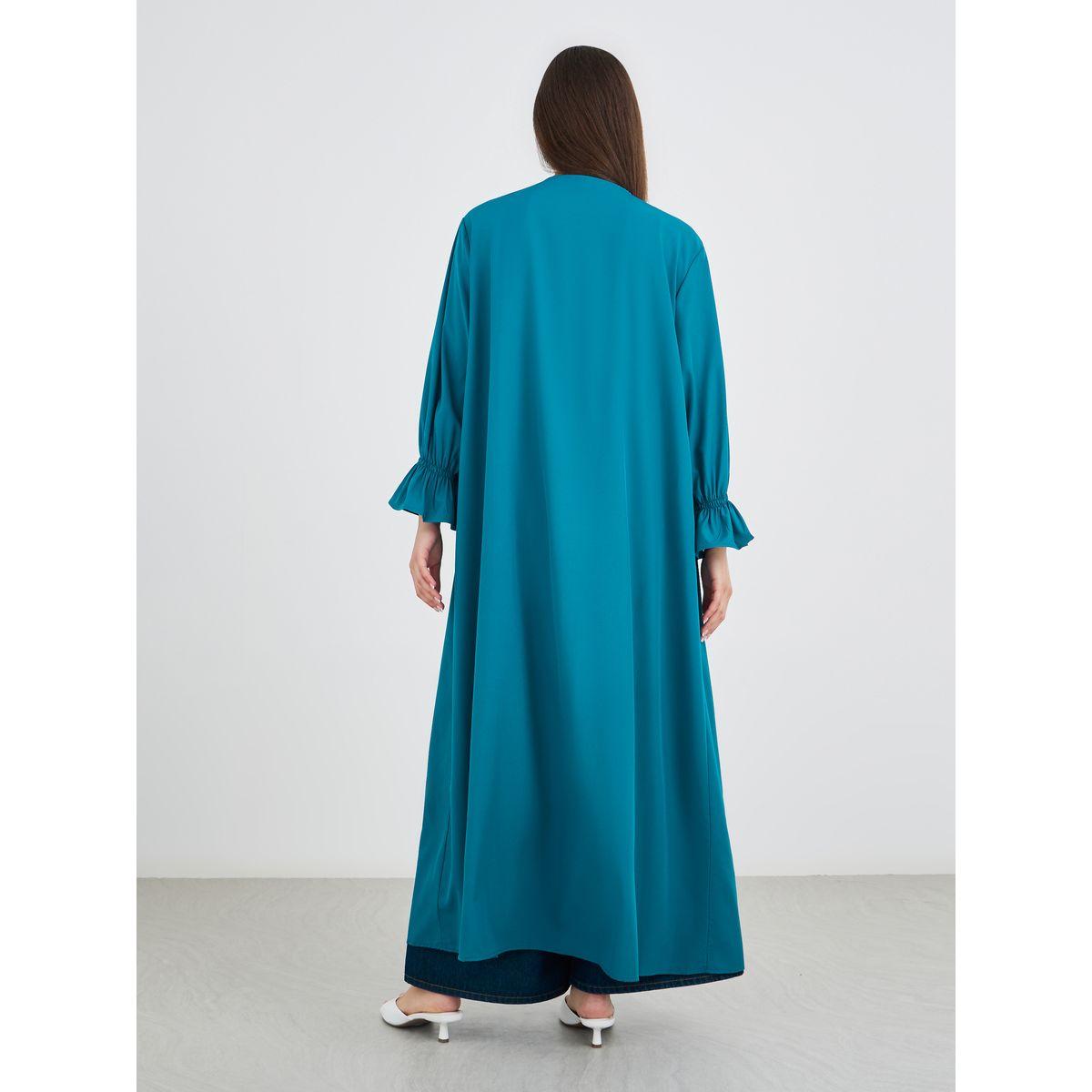 Styli Solid Smocking Cuff Detail Abaya-women-arabicclothing-abayas-image-5