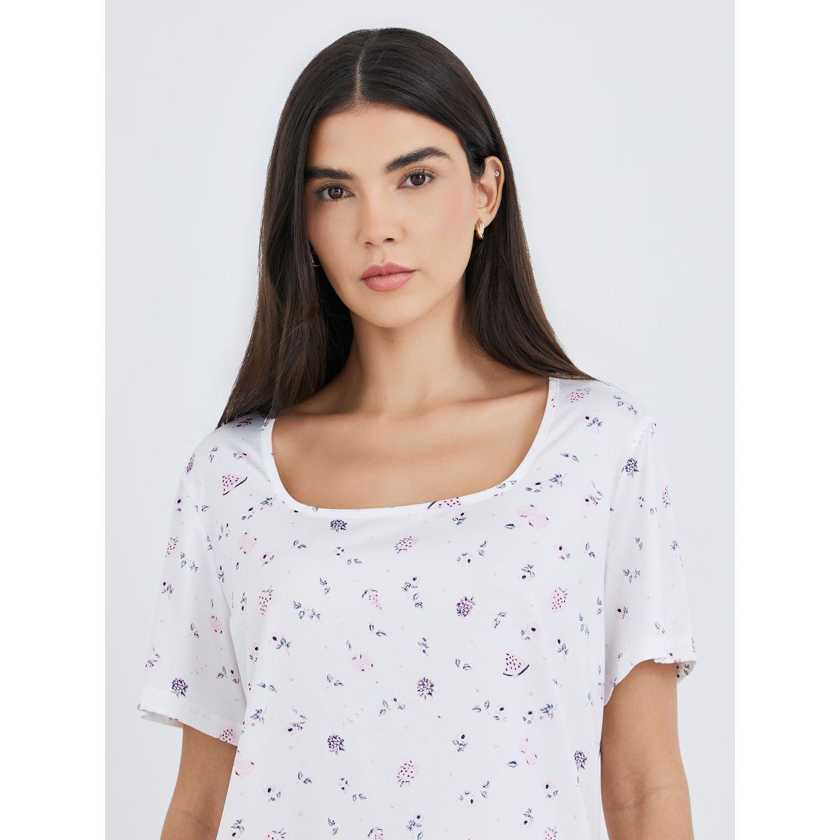 Styli Disty Print Square Neck T-Shirt and Striped Pyjama Set-women-clothing-nightwear-pyjamas-longsets-image-3