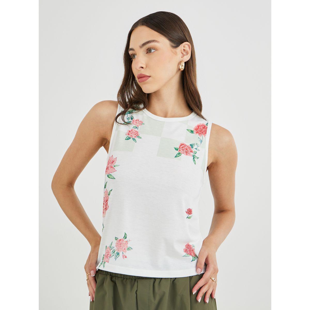 تيشيرت بلا أكمام مطبع بزهور-women-clothing-tshirts-image-1