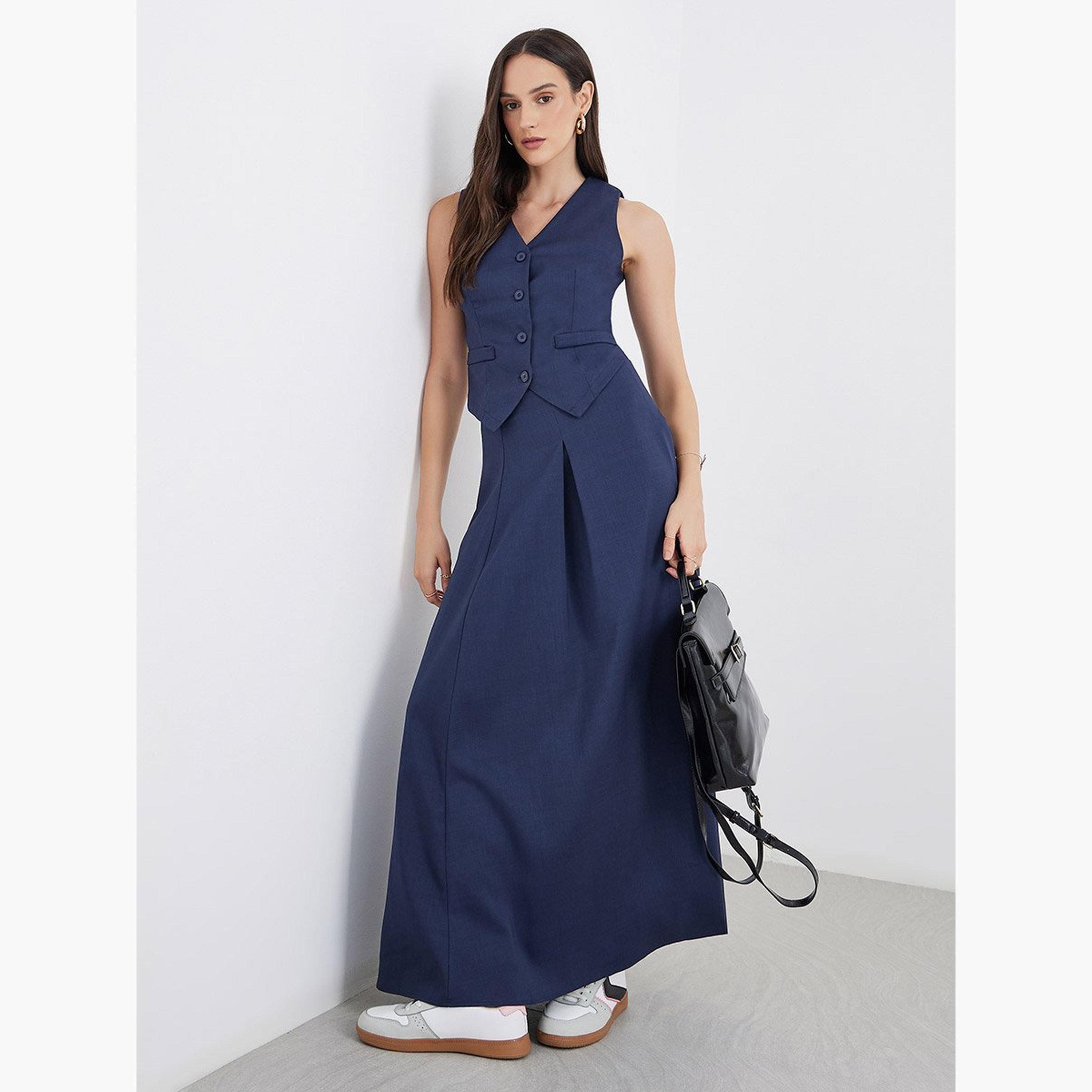 ستايلي - سترة زرقاء داكنة وتنورة ماكسي منسقة-women-clothing-coordsets-image-1