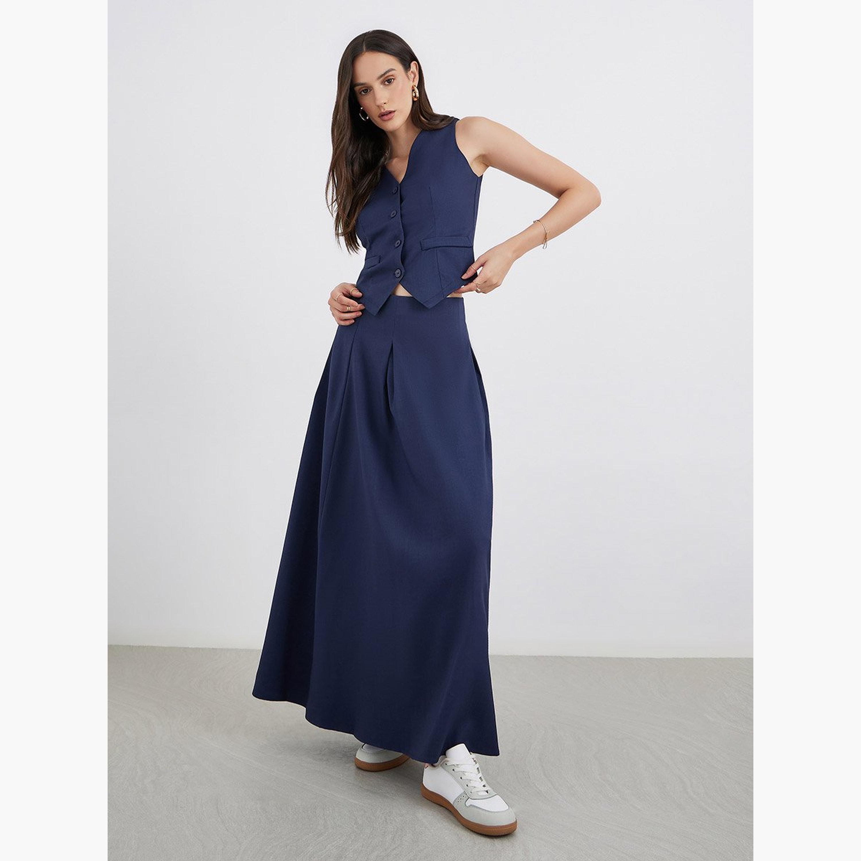 ستايلي - سترة زرقاء داكنة وتنورة ماكسي منسقة-women-clothing-coordsets-image-2