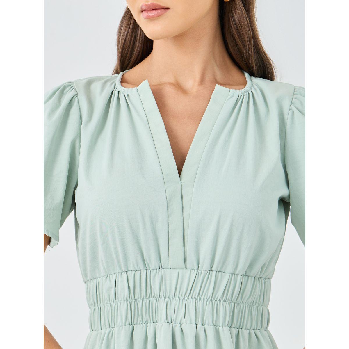 Styli Solid Short Sleeves Tiered Midi Dress-women-clothing-dresses-image-4