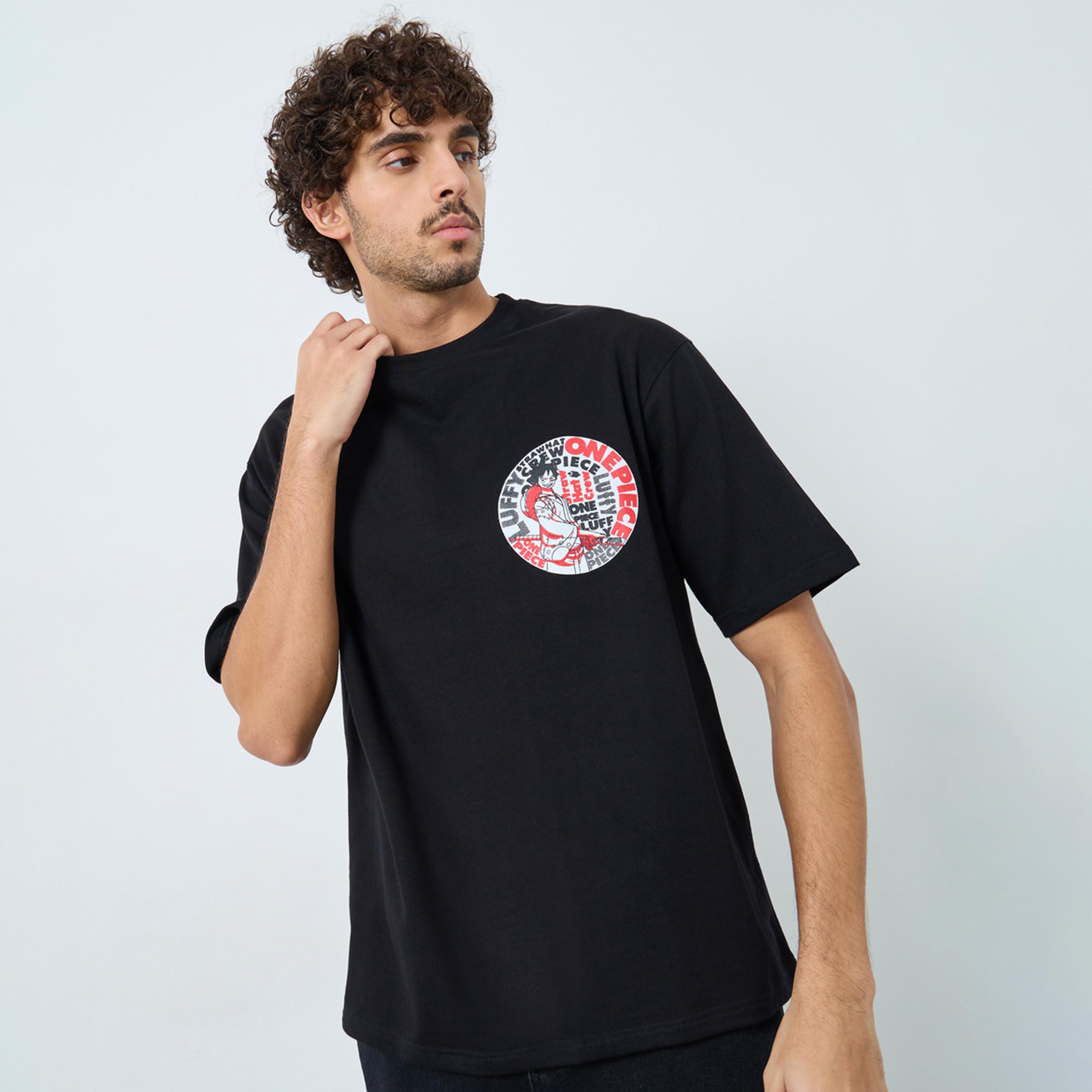 Styli Men Black One Piece Character Print Terry Oversized T-Shirt-men-clothing-tshirtsandpolos-tshirts-image-1