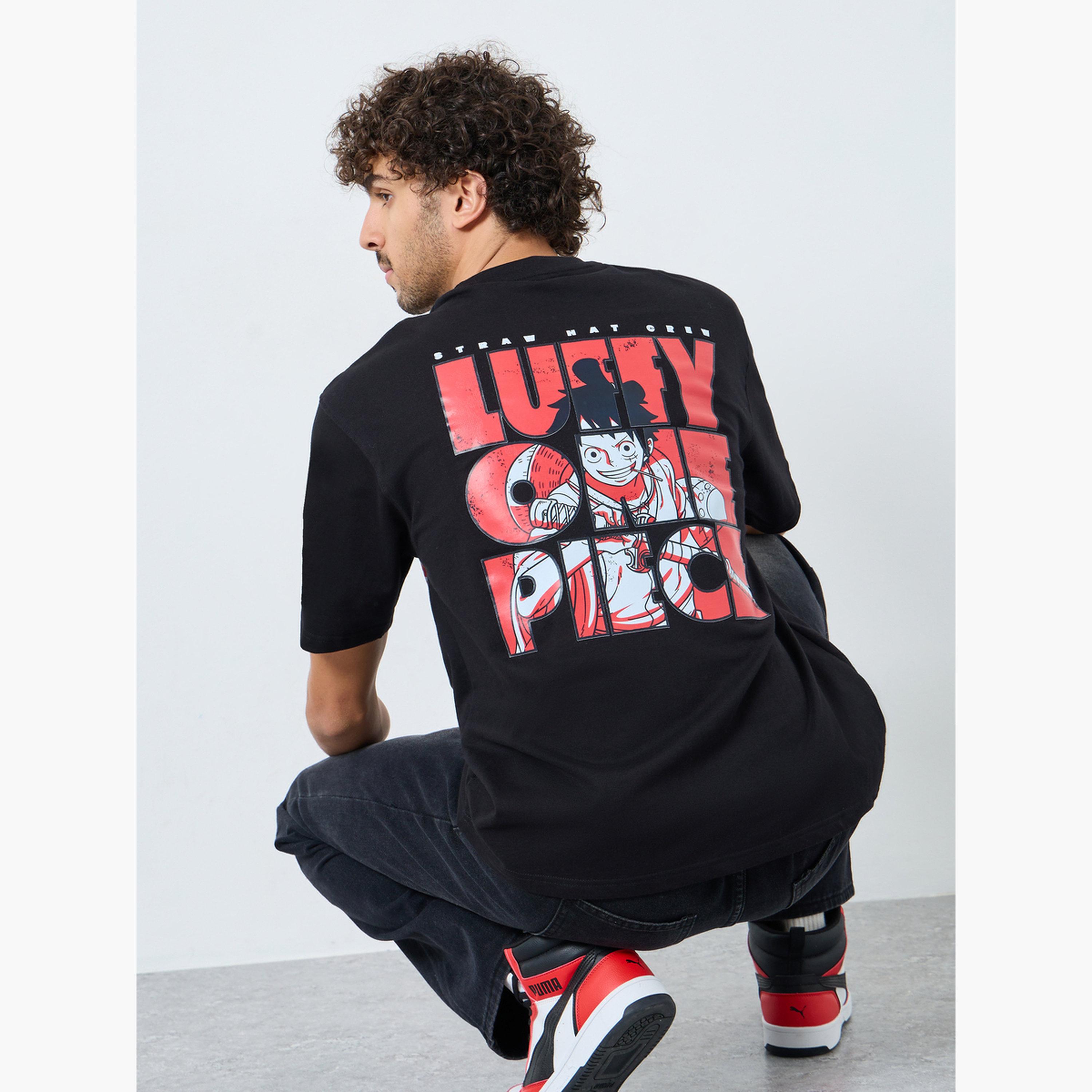 Styli Men Black One Piece Character Print Terry Oversized T-Shirt-men-clothing-tshirtsandpolos-tshirts-image-3