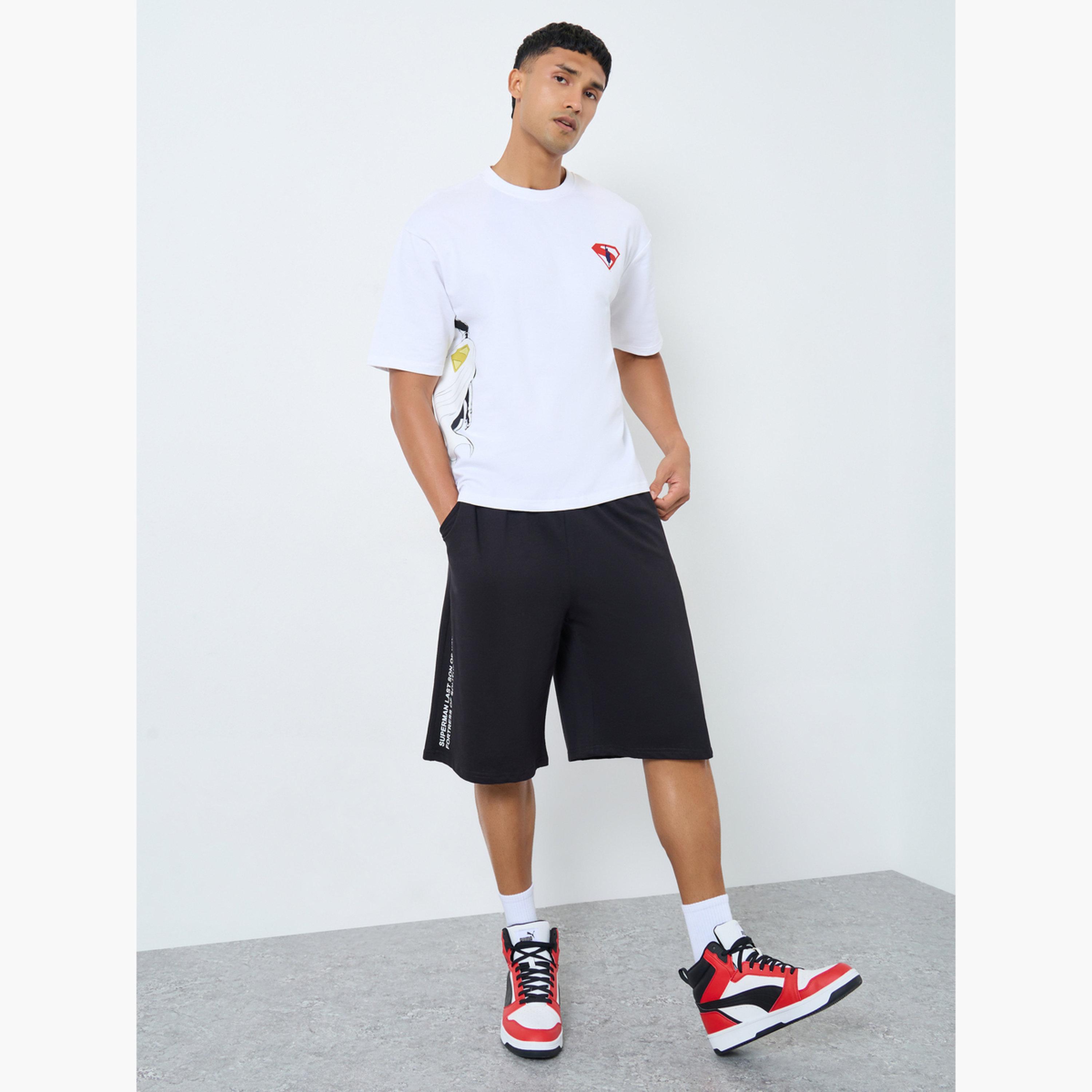 Styli Man Character Print Oversize Fit Terry Shorts-men-clothing-bottoms-shorts-image-2