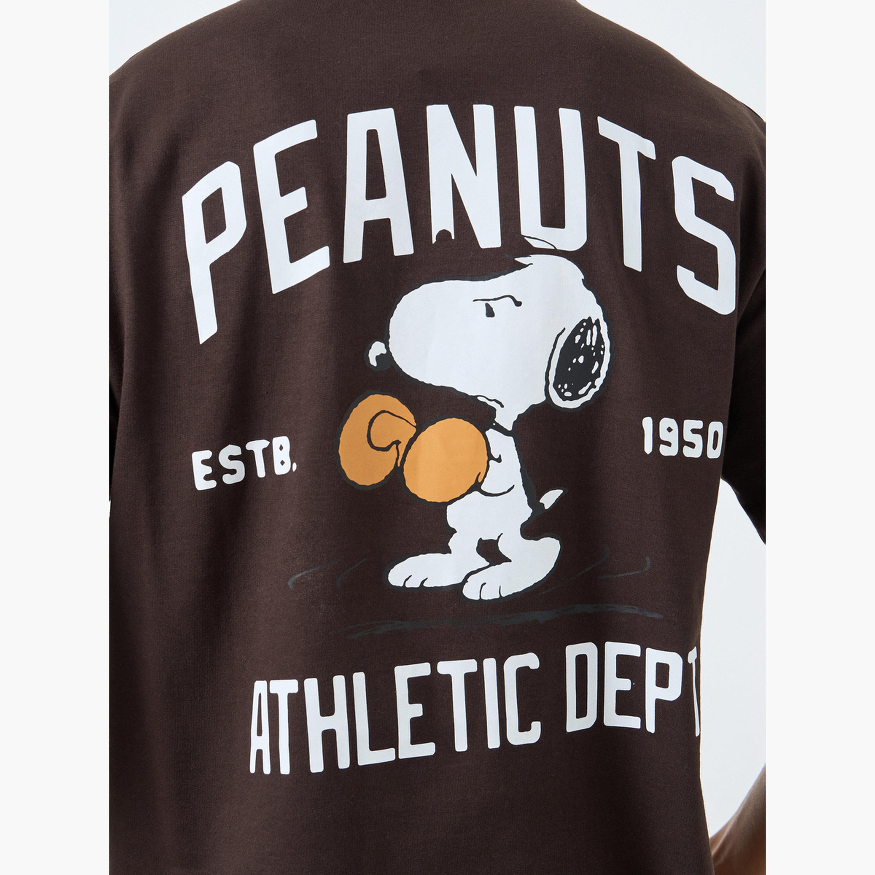 Styli Men Brown Peanuts Graphic Oversized T-Shirt-men-clothing-tshirtsandpolos-tshirts-image-4