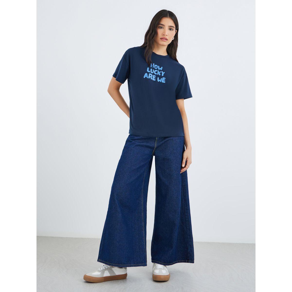 Styli Slogan Print Round Neck T-Shirt-women-clothing-tshirts-image-2