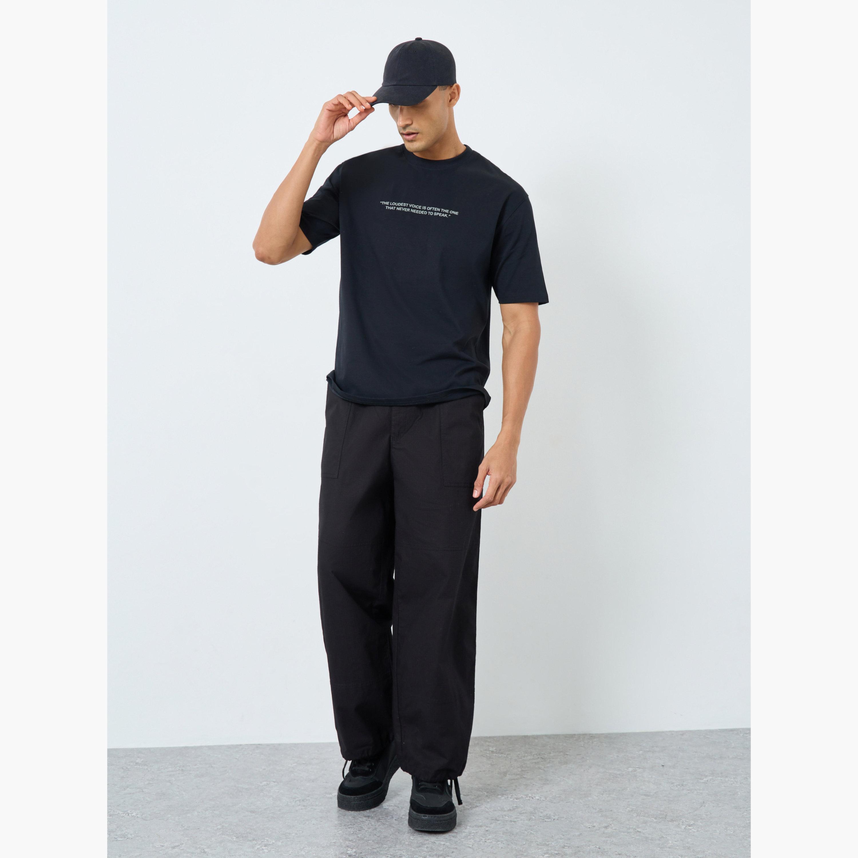 Styli Men Black Oversized Graphic Print T-Shirt-men-clothing-tshirtsandpolos-tshirts-image-2