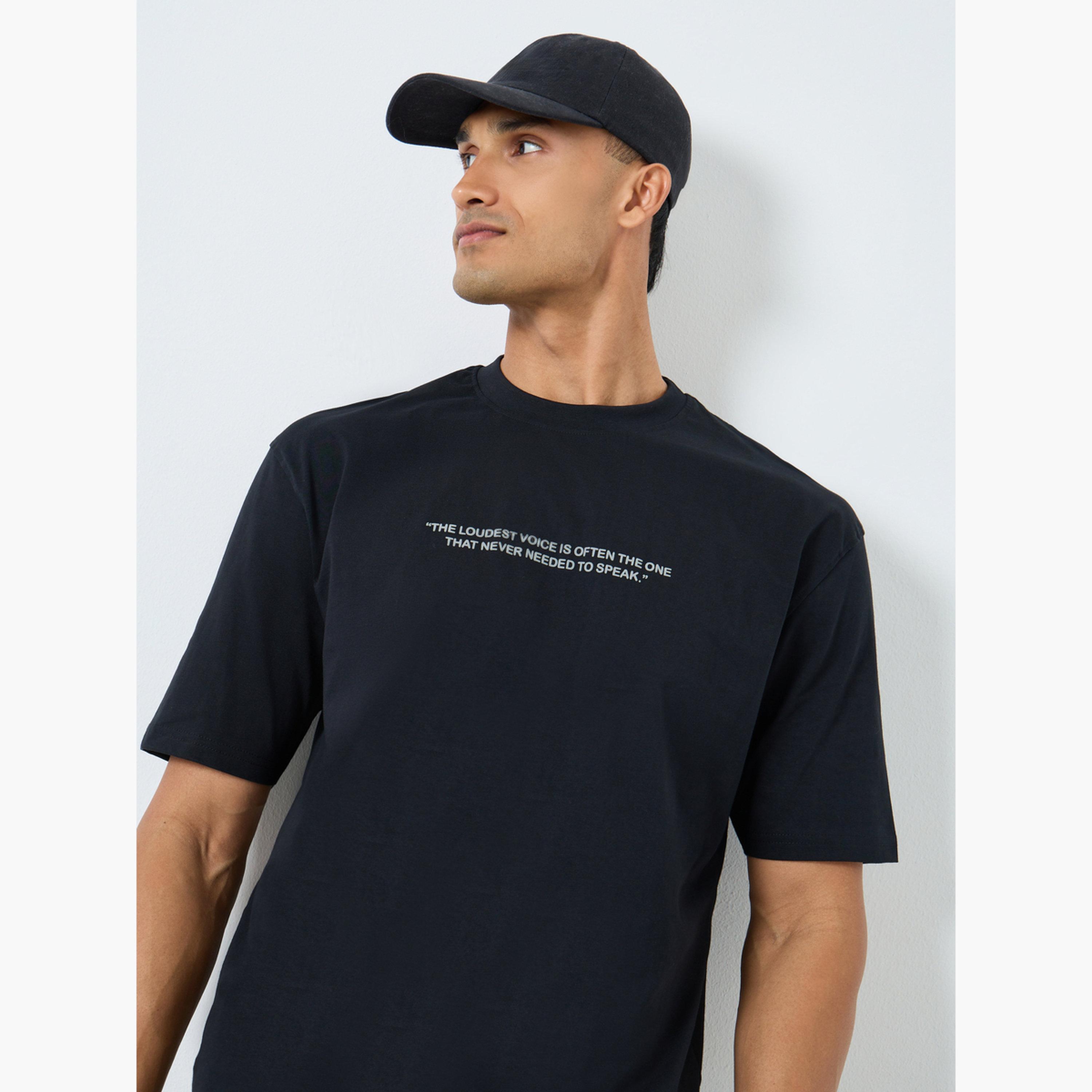 Styli Men Black Oversized Graphic Print T-Shirt-men-clothing-tshirtsandpolos-tshirts-image-3