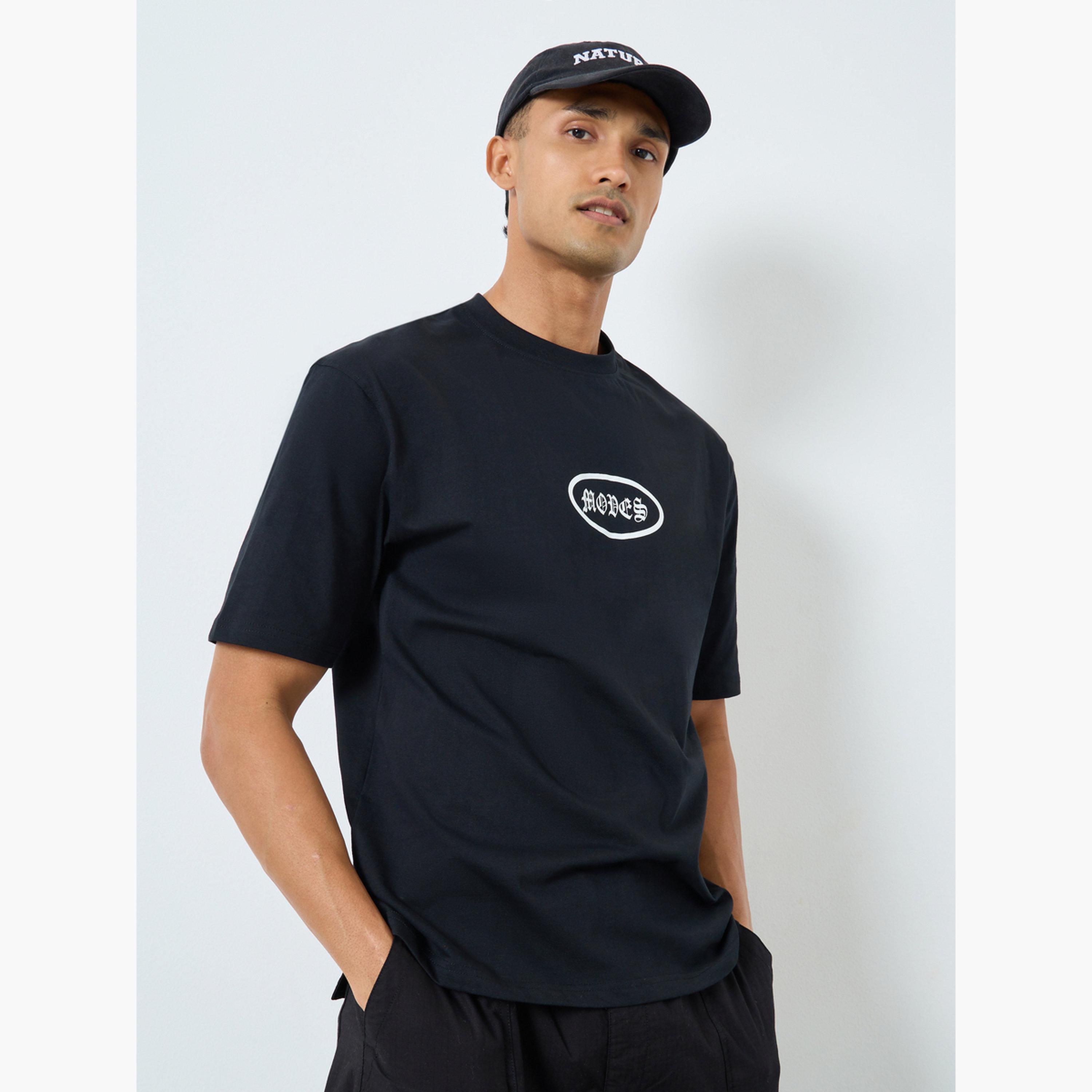 Styli Men Black Oversized Graphic Print T-Shirt-men-clothing-tshirtsandpolos-tshirts-image-1