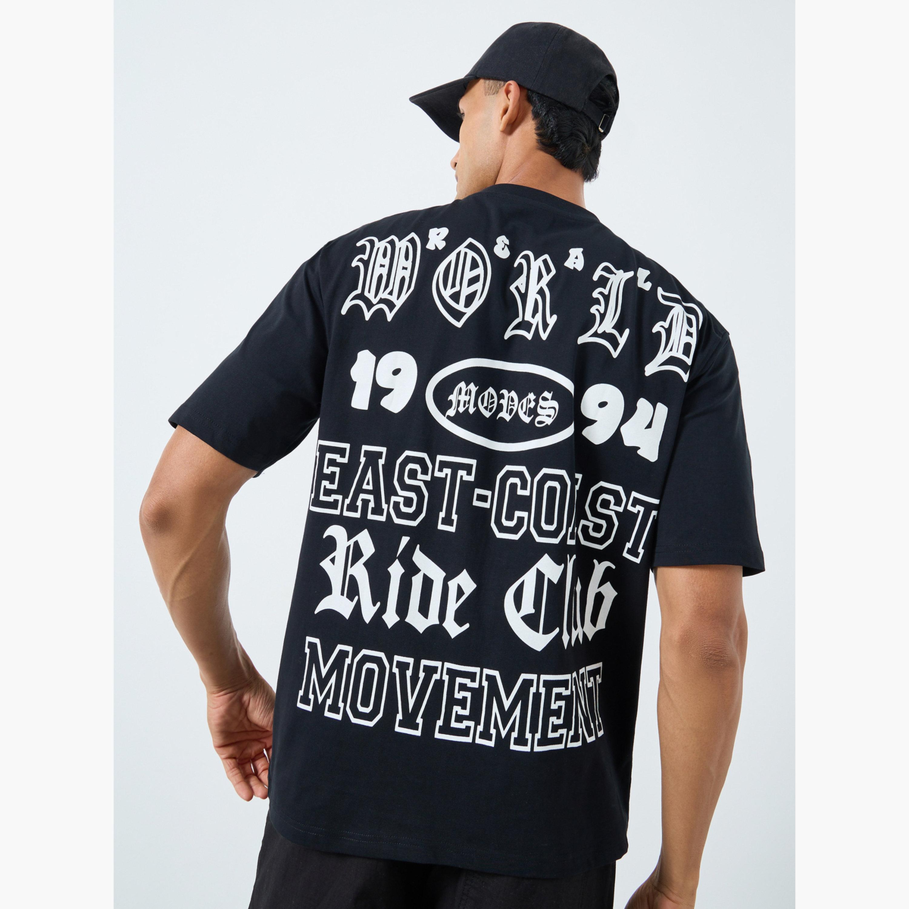Styli Men Black Oversized Graphic Print T-Shirt-men-clothing-tshirtsandpolos-tshirts-image-3