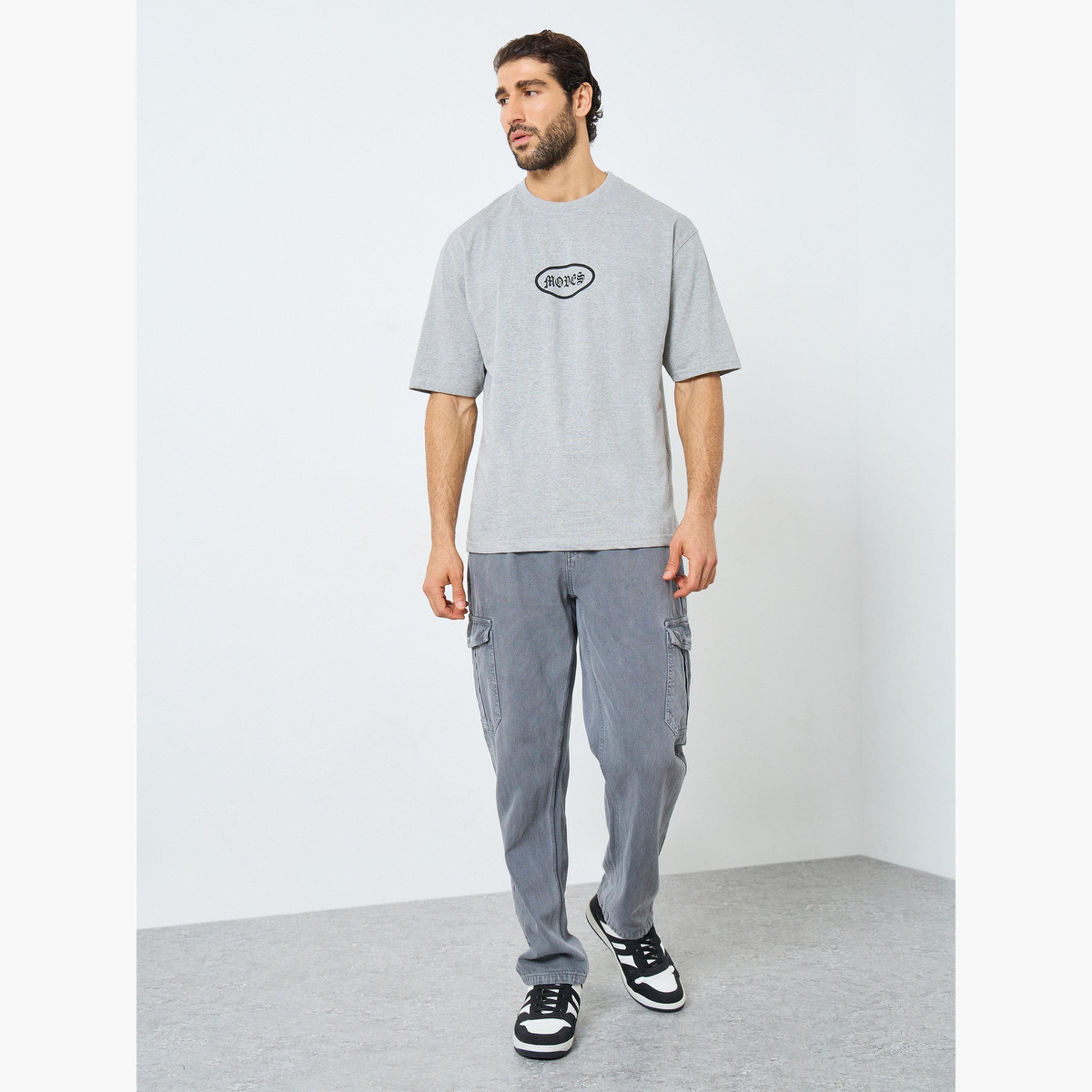 Styli Men Grey Graphic Print Oversized T-Shirt-men-clothing-tshirtsandpolos-tshirts-image-2