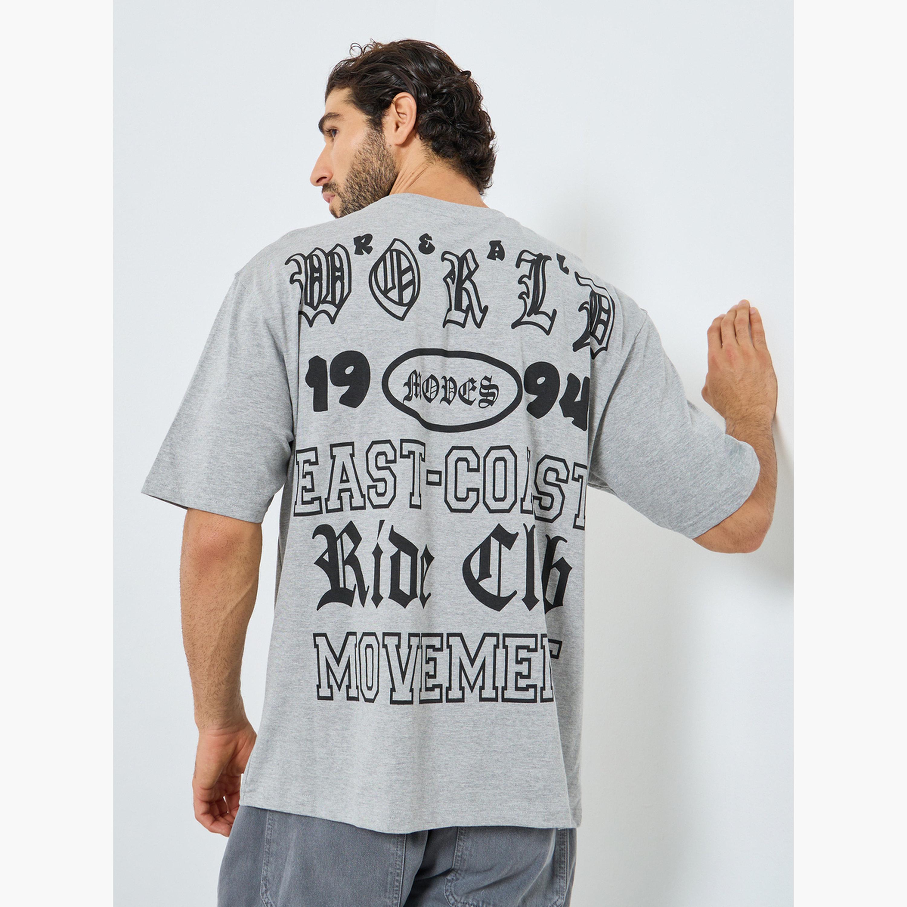 Styli Men Grey Graphic Print Oversized T-Shirt-men-clothing-tshirtsandpolos-tshirts-image-3