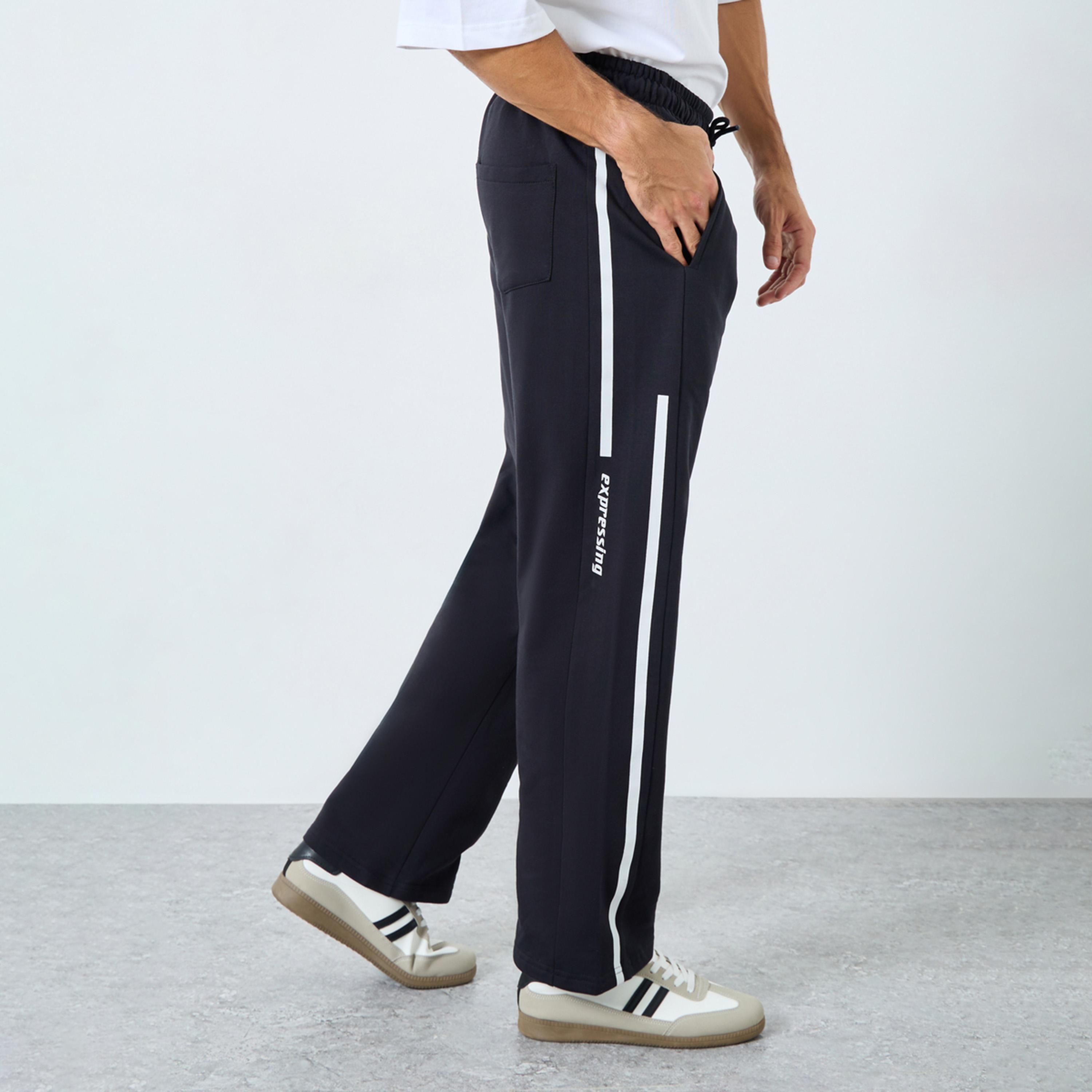 Styli Men Black Slogan Print Oversized Joggers-men-clothing-bottoms-joggers-image-1