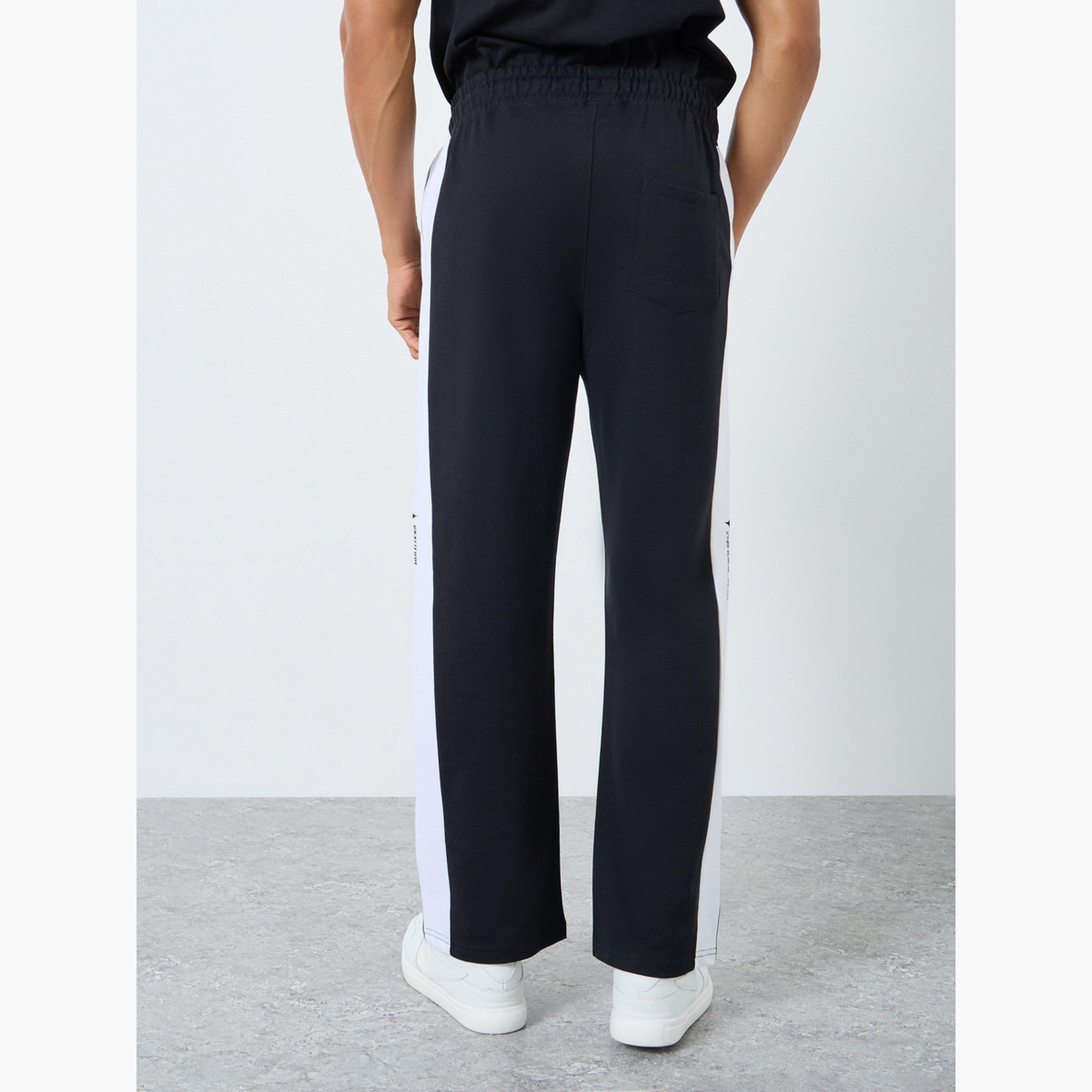 Styli Men Black Slogan Print Oversized Joggers-men-clothing-bottoms-joggers-image-4