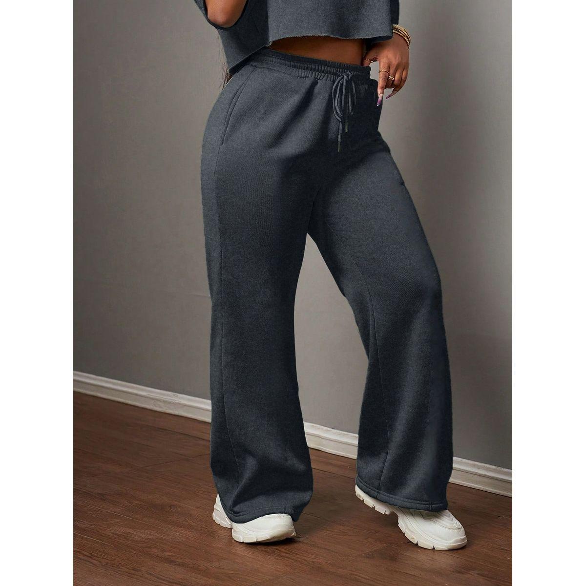 Styli Women Black Solid Drawstring Waist Joggers-women-clothing-bottoms-joggers-image-5