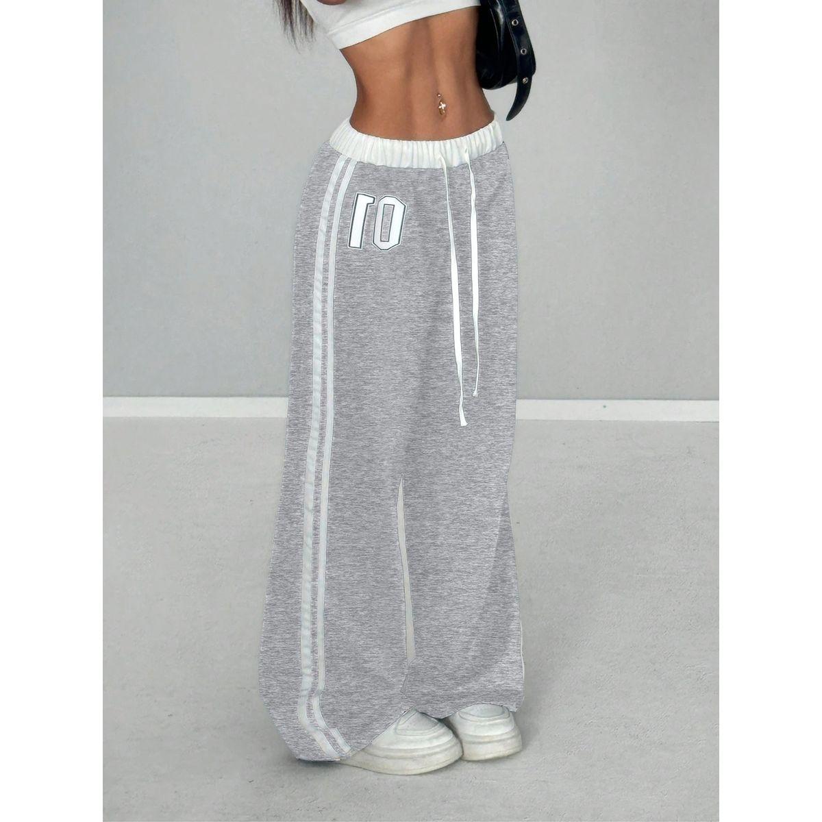 Styli Women Grey Side Striped Drawstring Waist Joggers-women-clothing-bottoms-joggers-image-1