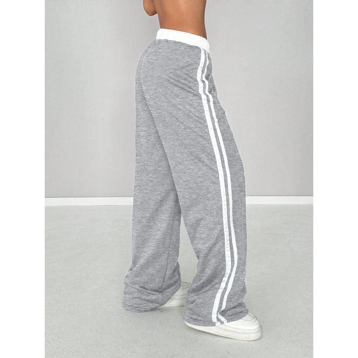 Styli Women Grey Side Striped Drawstring Waist Joggers-women-clothing-bottoms-joggers-image-2