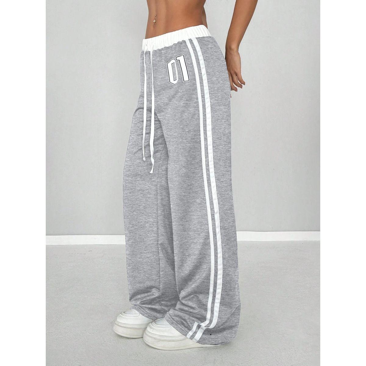 Styli Women Grey Side Striped Drawstring Waist Joggers-women-clothing-bottoms-joggers-image-4