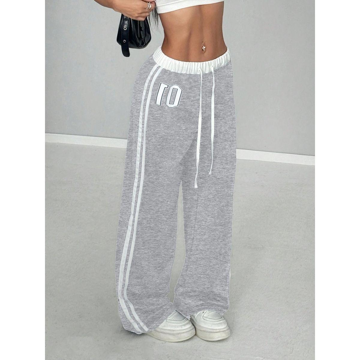 Styli Women Grey Side Striped Drawstring Waist Joggers-women-clothing-bottoms-joggers-image-5