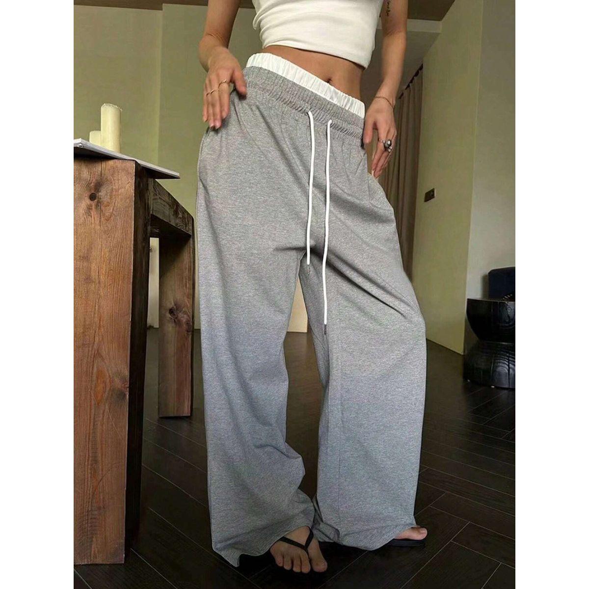 Styli Solid Elastic Drawstring Waist Wide Leg Joggers-women-clothing-bottoms-joggers-image-1
