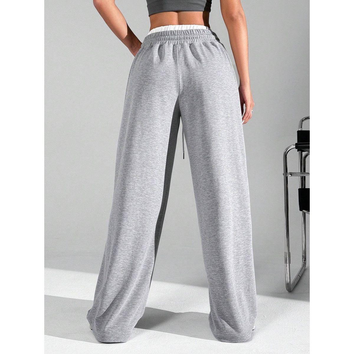 Styli Solid Elastic Drawstring Waist Wide Leg Joggers-women-clothing-bottoms-joggers-image-2