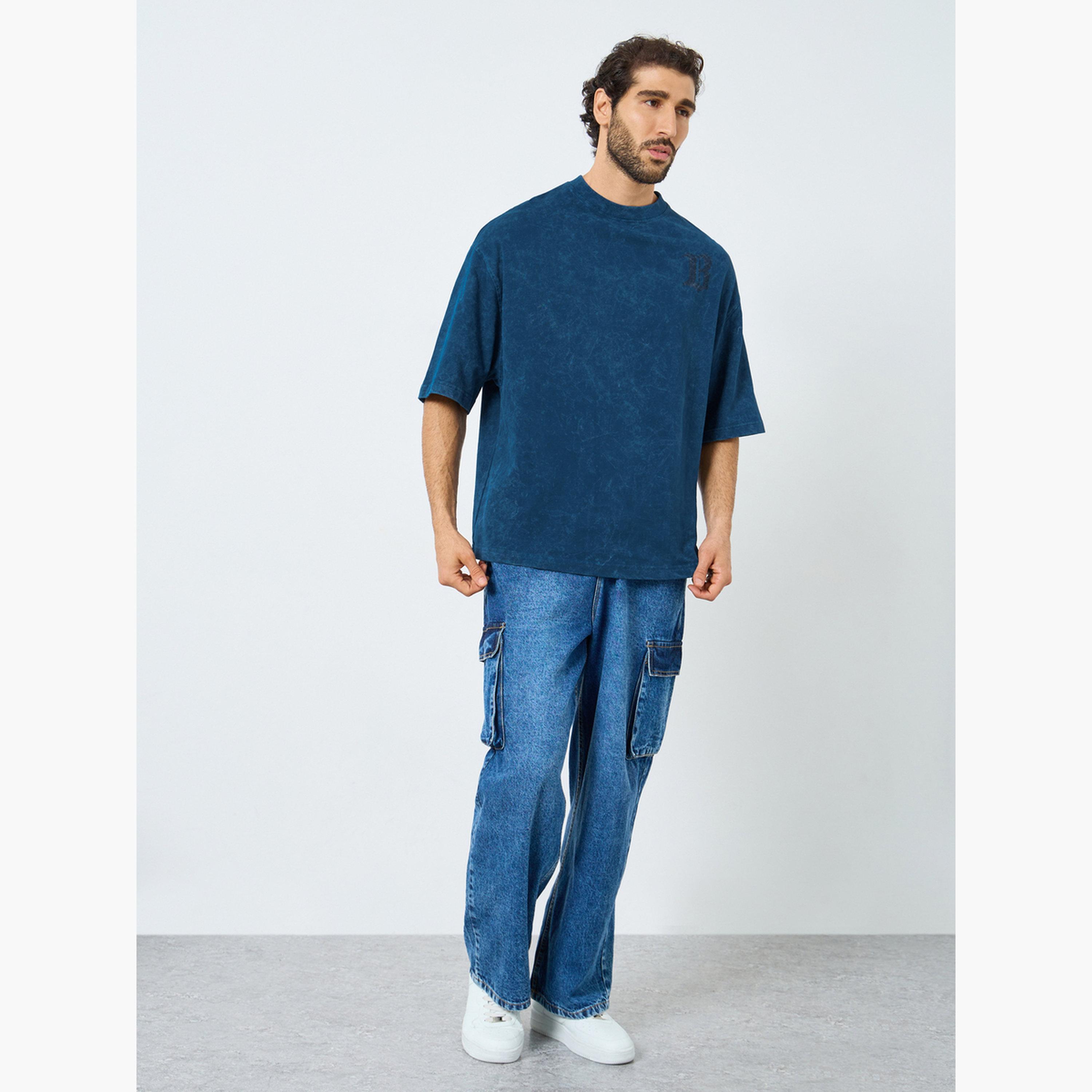 Styli Acid Wash Boxy Terry T-Shirt with Embroidery Detail-men-clothing-tshirtsandpolos-tshirts-image-2
