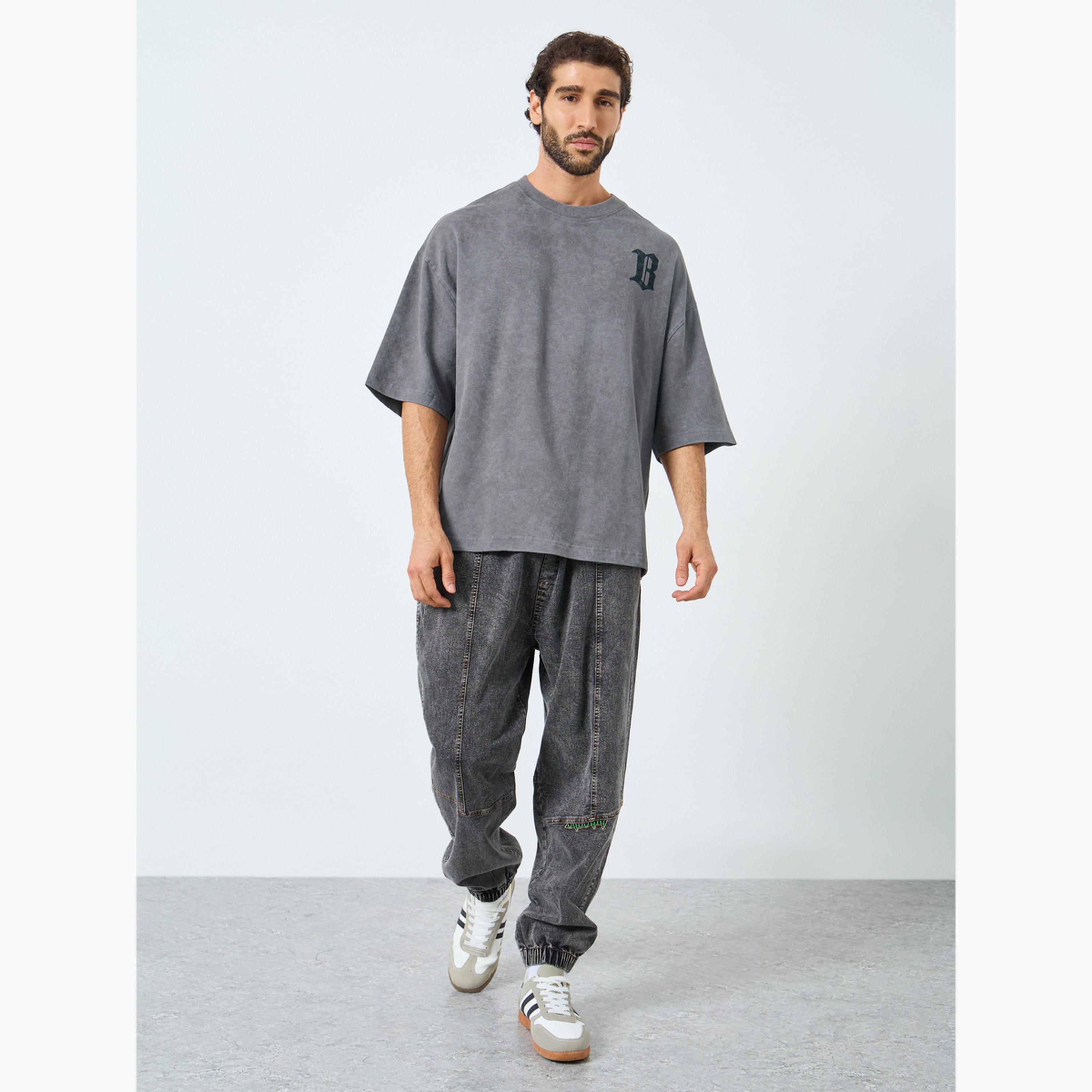 Styli Men Grey Acid Wash Boxy Fit Embroidered T-Shirt-men-clothing-tshirtsandpolos-tshirts-image-2