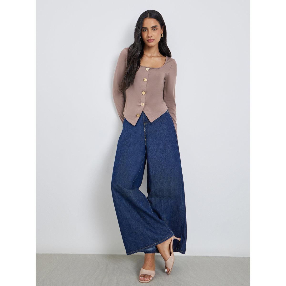 بلوزة سادة بياقة مربعة-women-clothing-shirtsandblouses-blouses-image-2