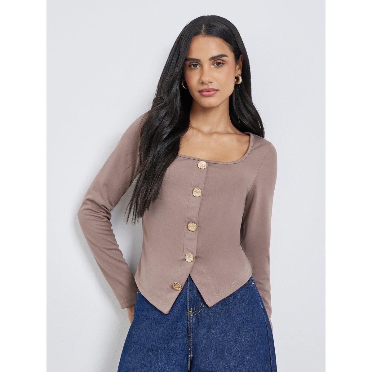 بلوزة سادة بياقة مربعة-women-clothing-shirtsandblouses-blouses-image-3