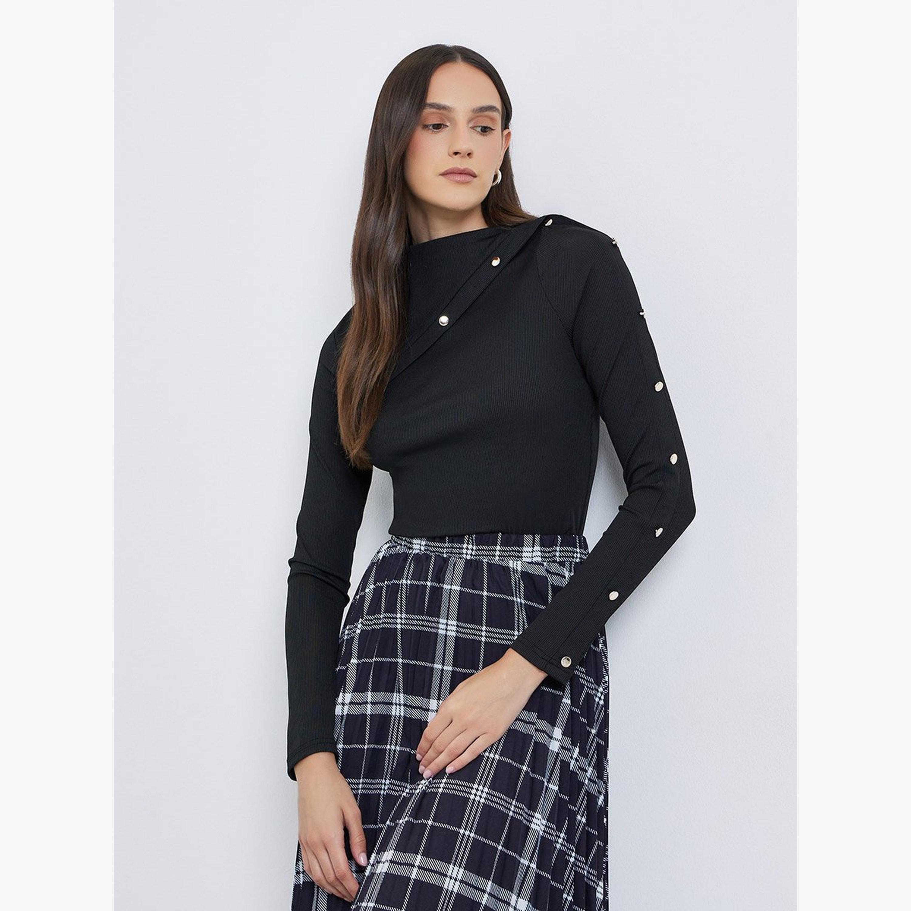 ستايلي - بلوزة بأكمام طويلة وتفاصيل أزرار-women-clothing-shirtsandblouses-blouses-image-1