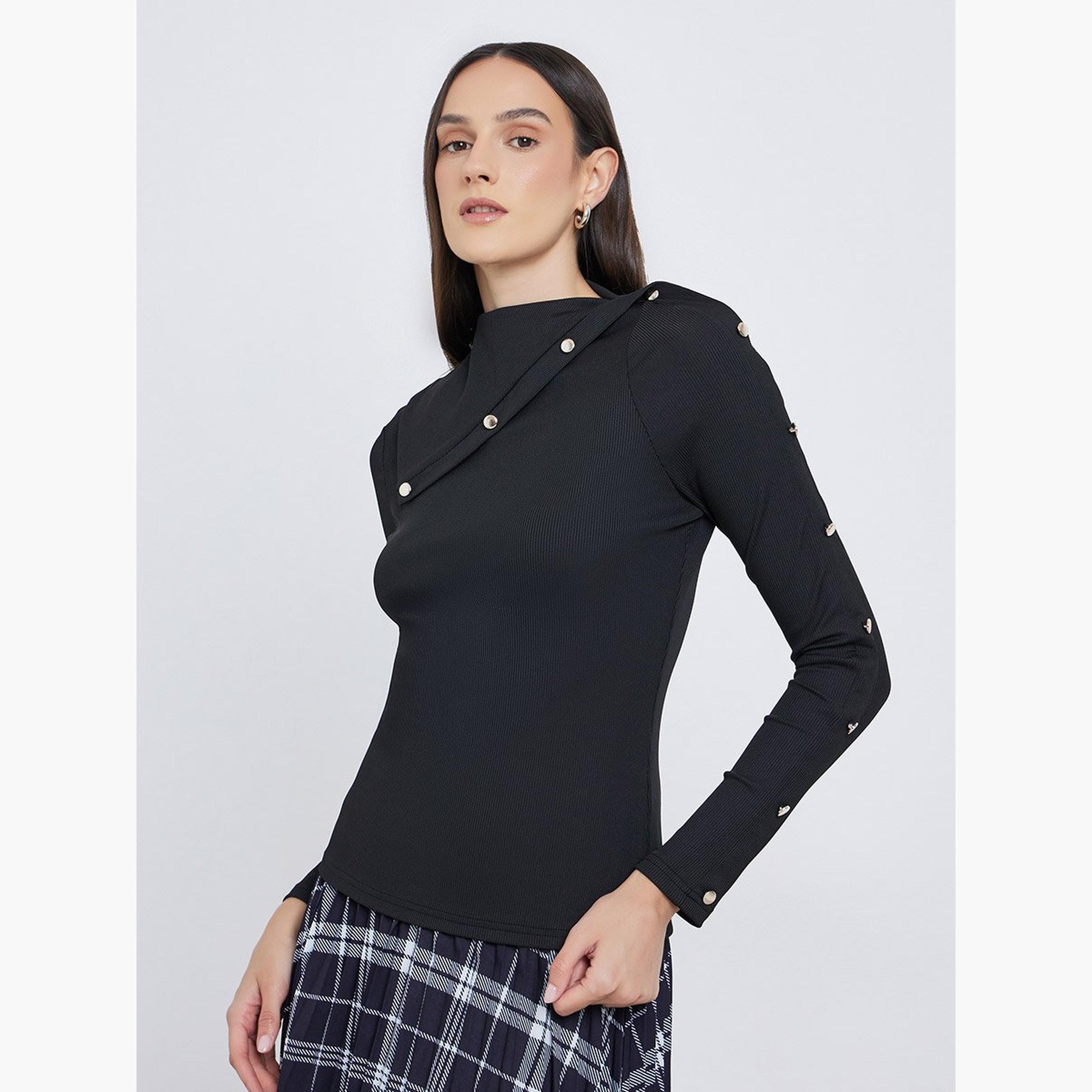 Styli Buttoned Detail Long Sleeve Top-women-clothing-shirtsandblouses-blouses-image-2
